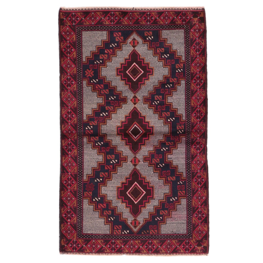 3'7 x 6' Hand-Knotted Afghan Baluch Area Rug