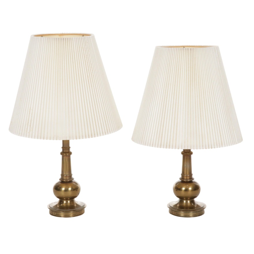 Pair of Stiffel Brass Finished Table Lamps, Late 20th Century