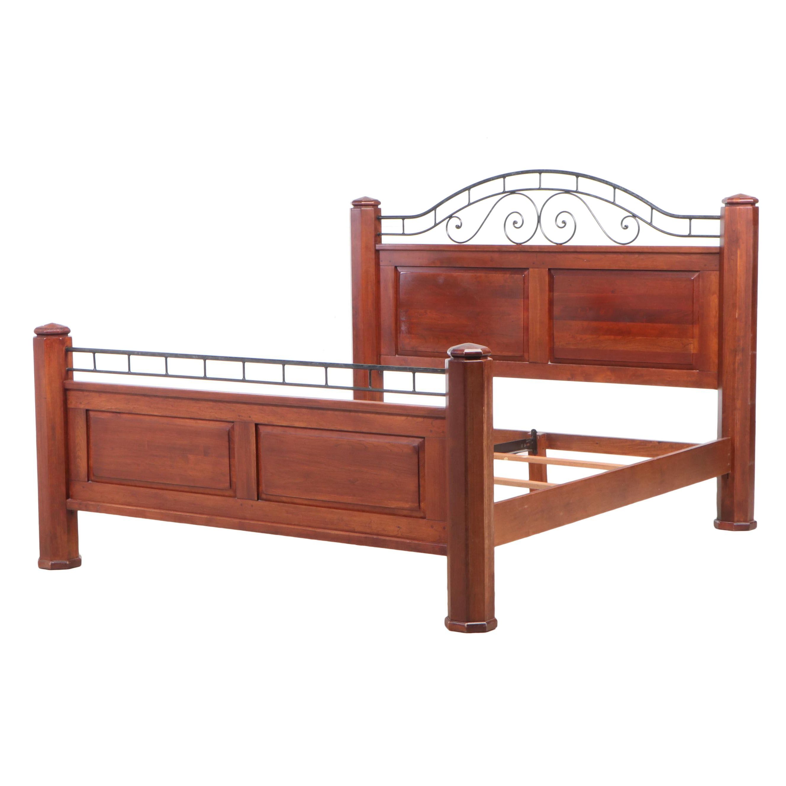 Bob Timberlake for Lexington King-Size Cherry Bed Frame with Metal Rail