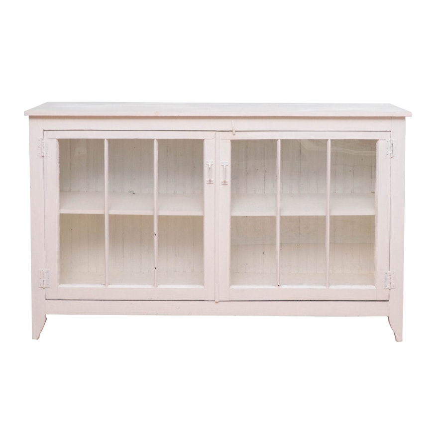 American Primitive Style White-Painted Display Cabinet