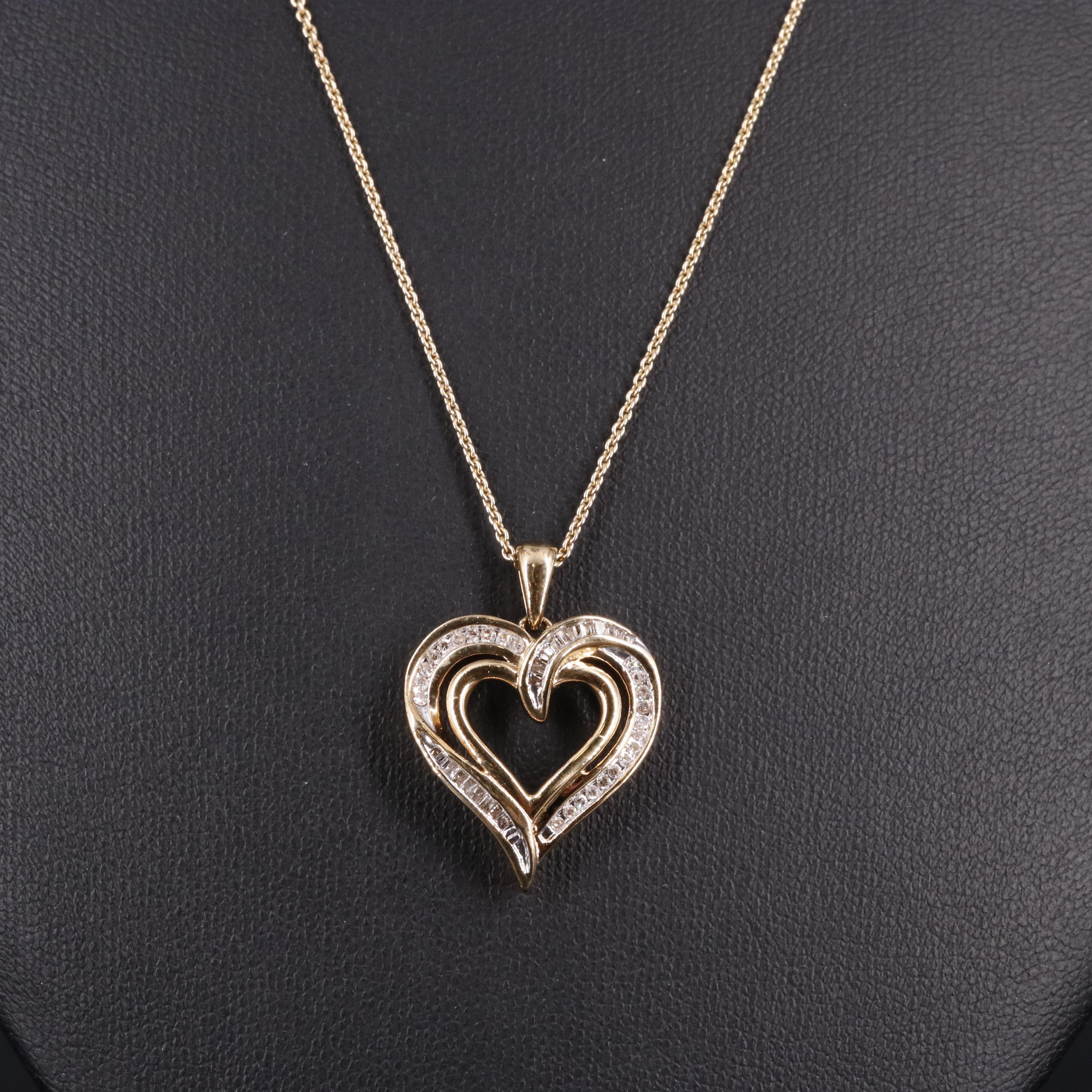 Gilt Sterling 0.26 CTW Diamond Heart Pendant Necklace