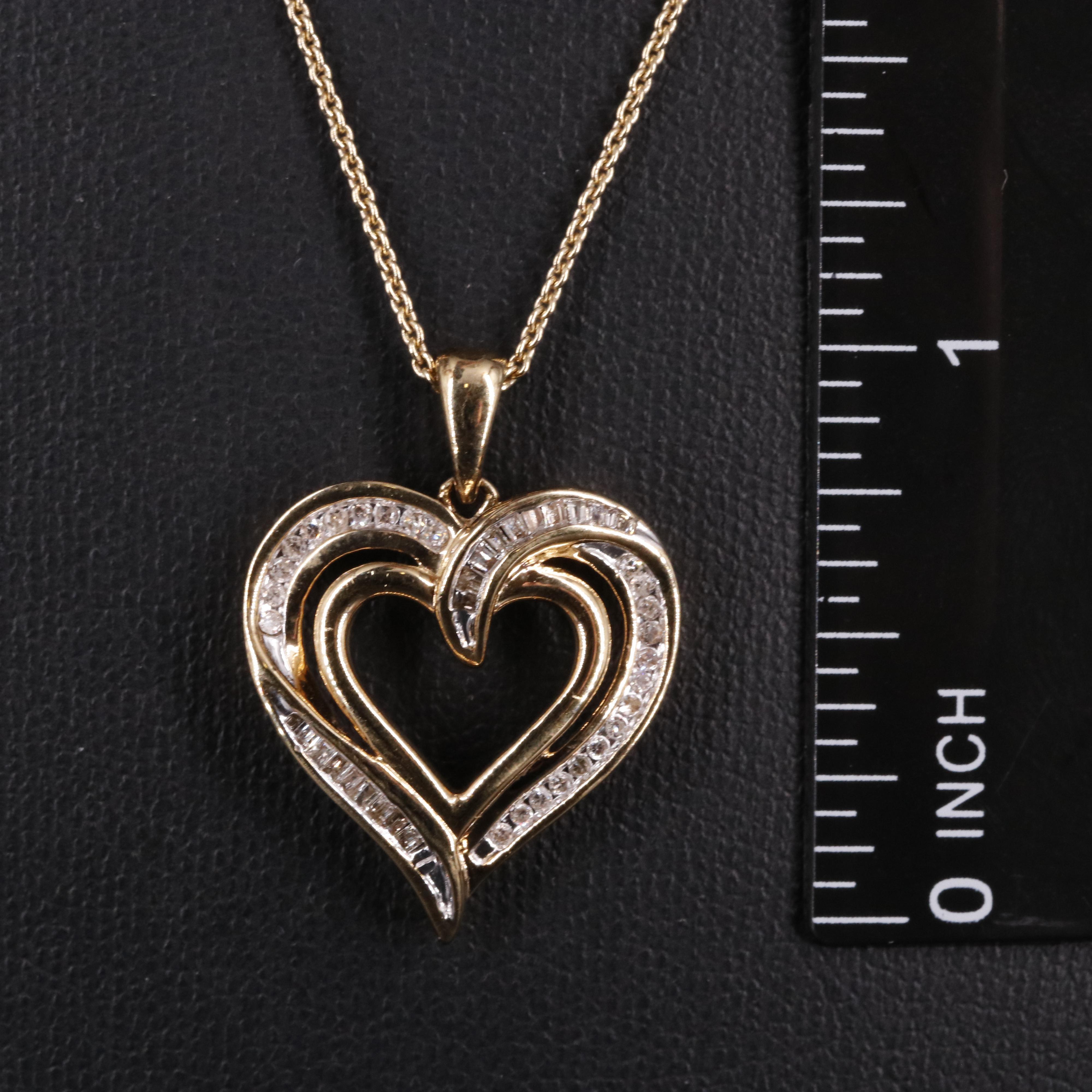 Gilt Sterling 0.26 CTW Diamond Heart Pendant Necklace