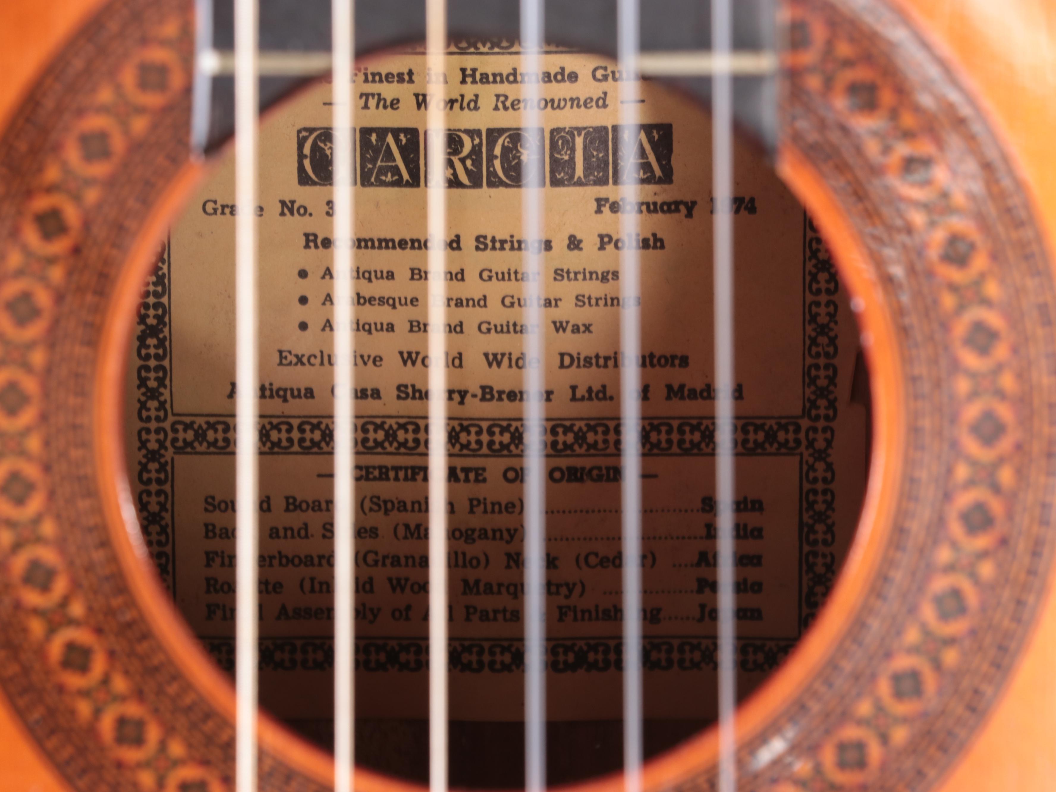 Garcia Grade No. 3 Six-String Classical Acoustic Guitar, 1974
