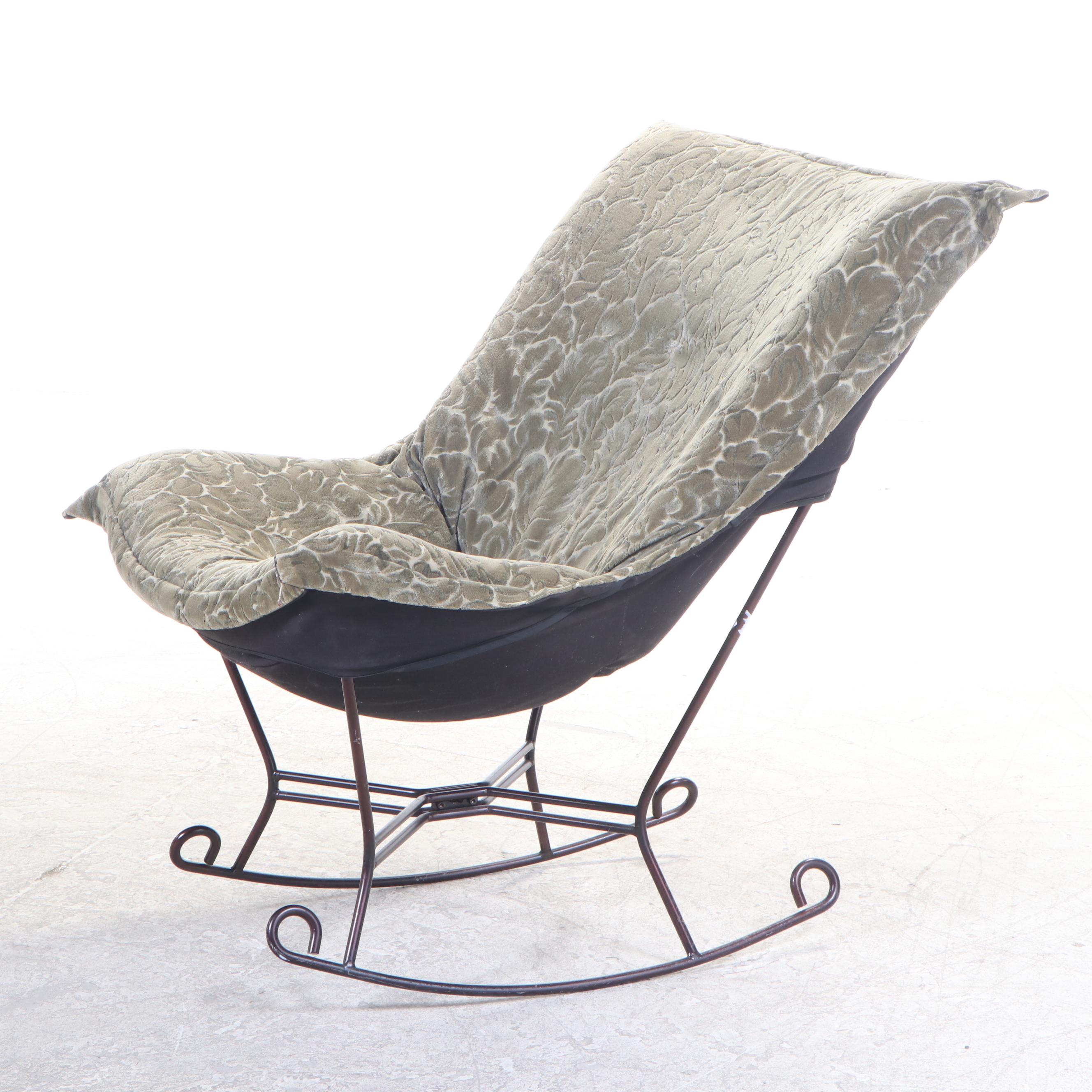 Linenfold Wire Framed Rocking Chair with Ottoman