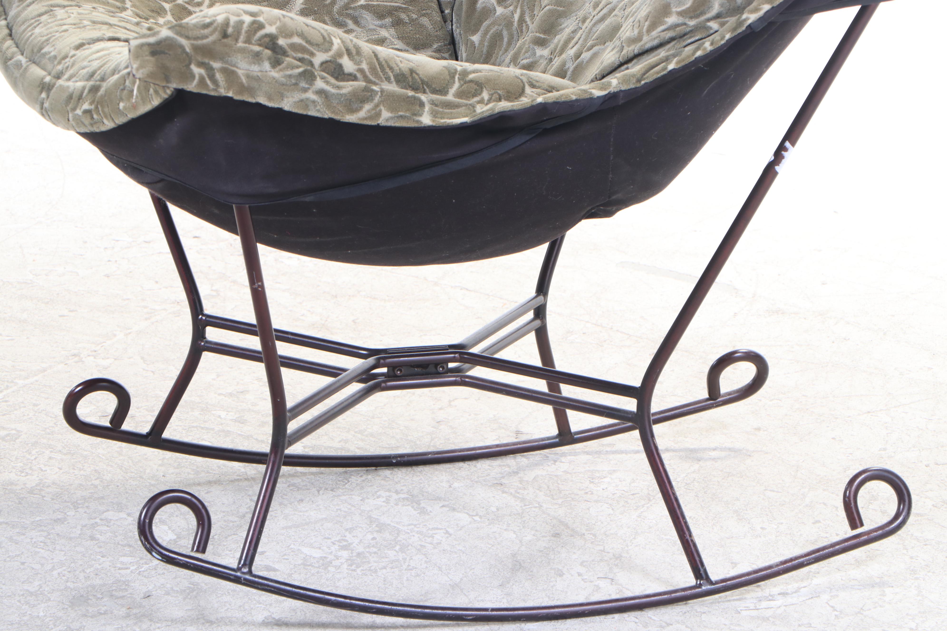 Linenfold Wire Framed Rocking Chair with Ottoman