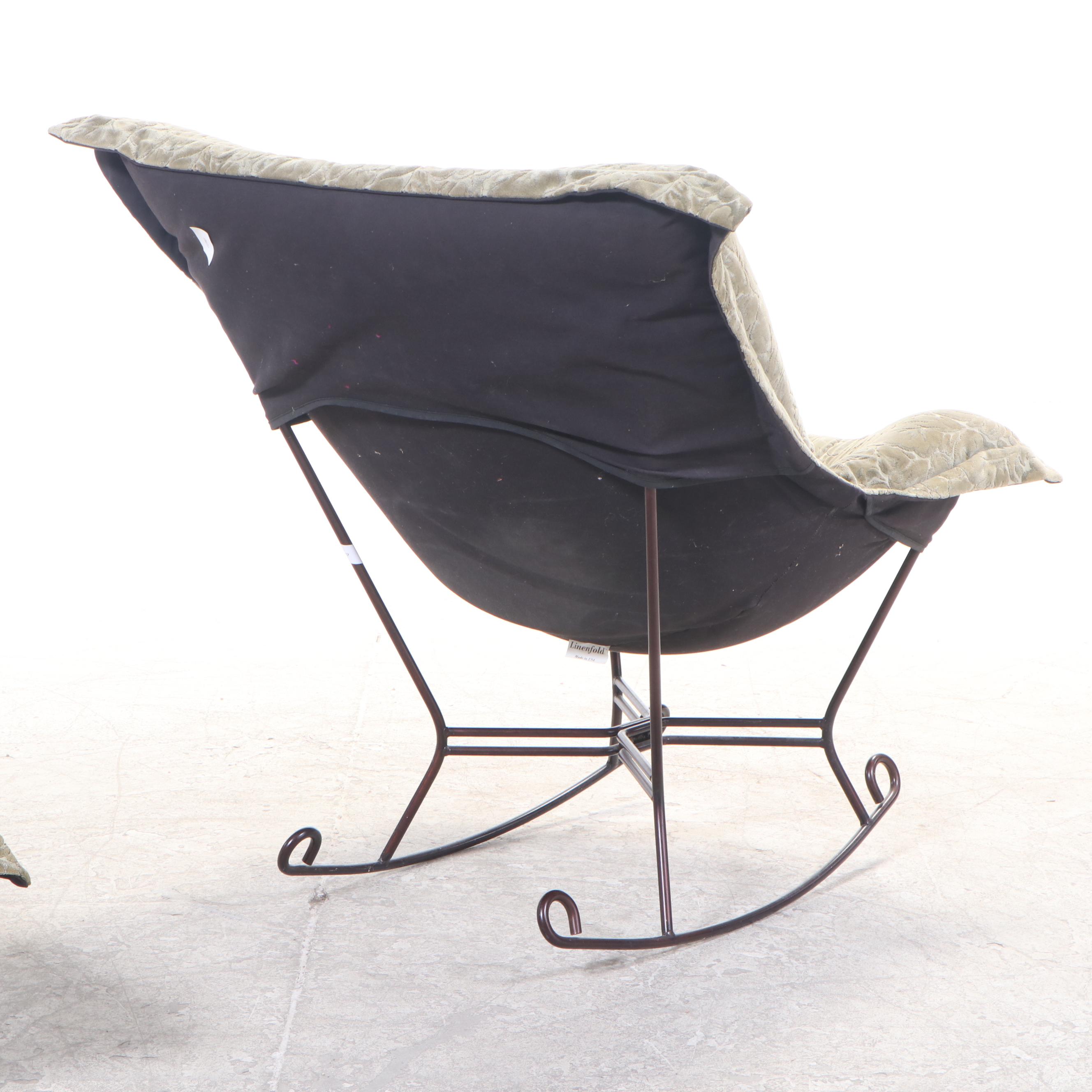 Linenfold Wire Framed Rocking Chair with Ottoman