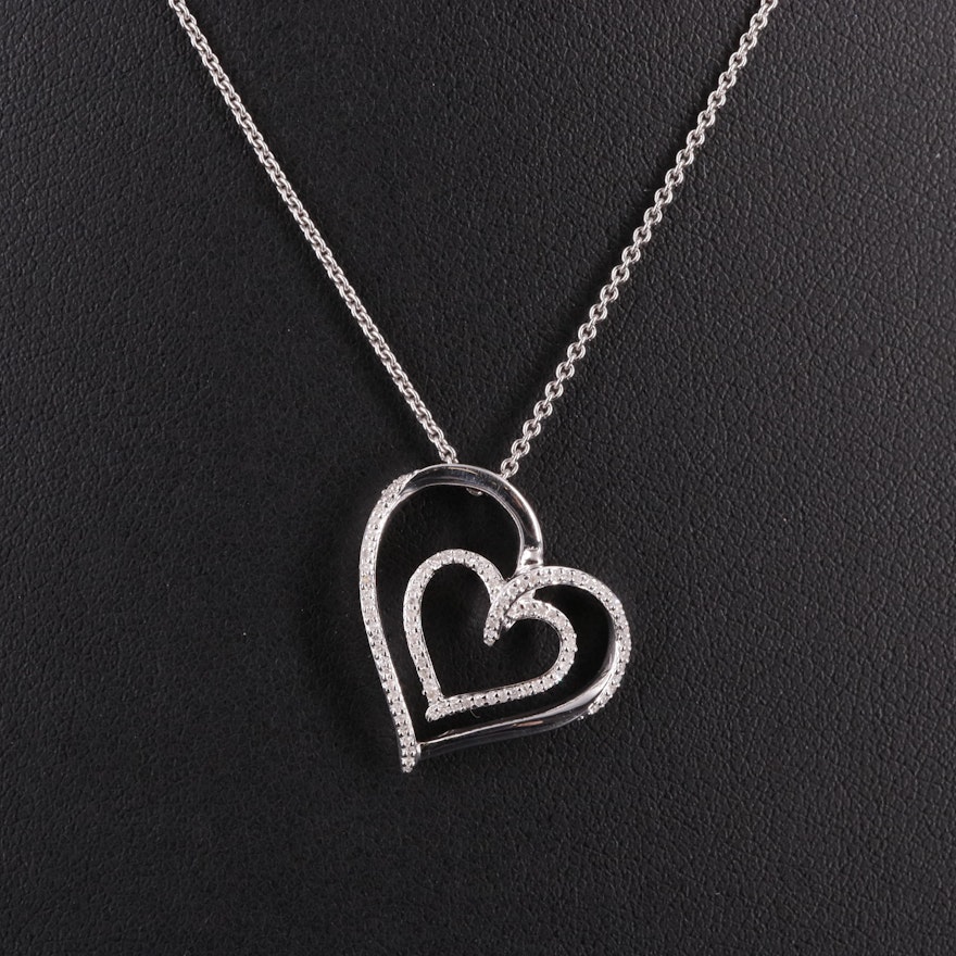 Sterling 0.14 CTW Diamond Heart Pendant Necklace