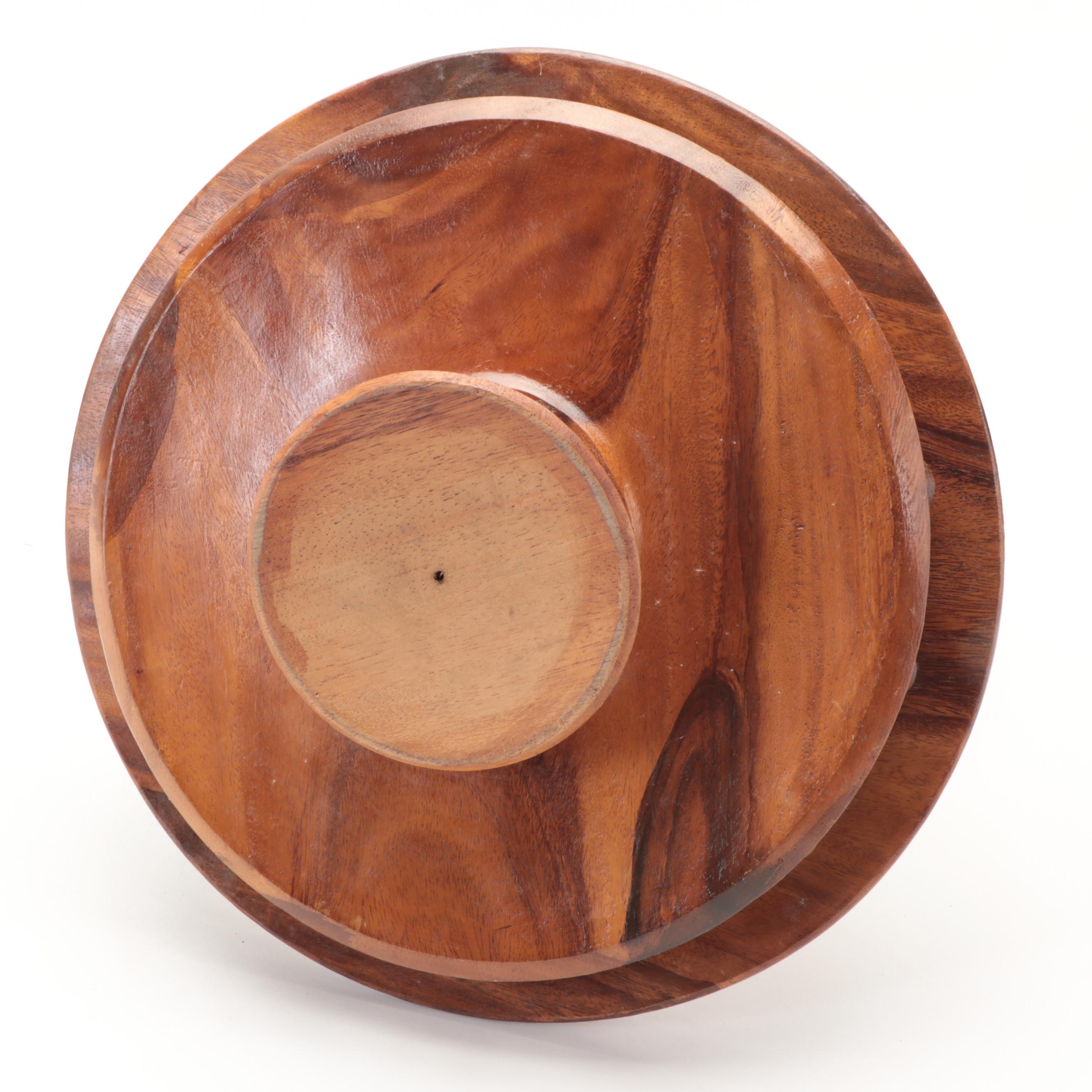 Carved Monkey Pod Three Tiered Appetizer Lazy Susan