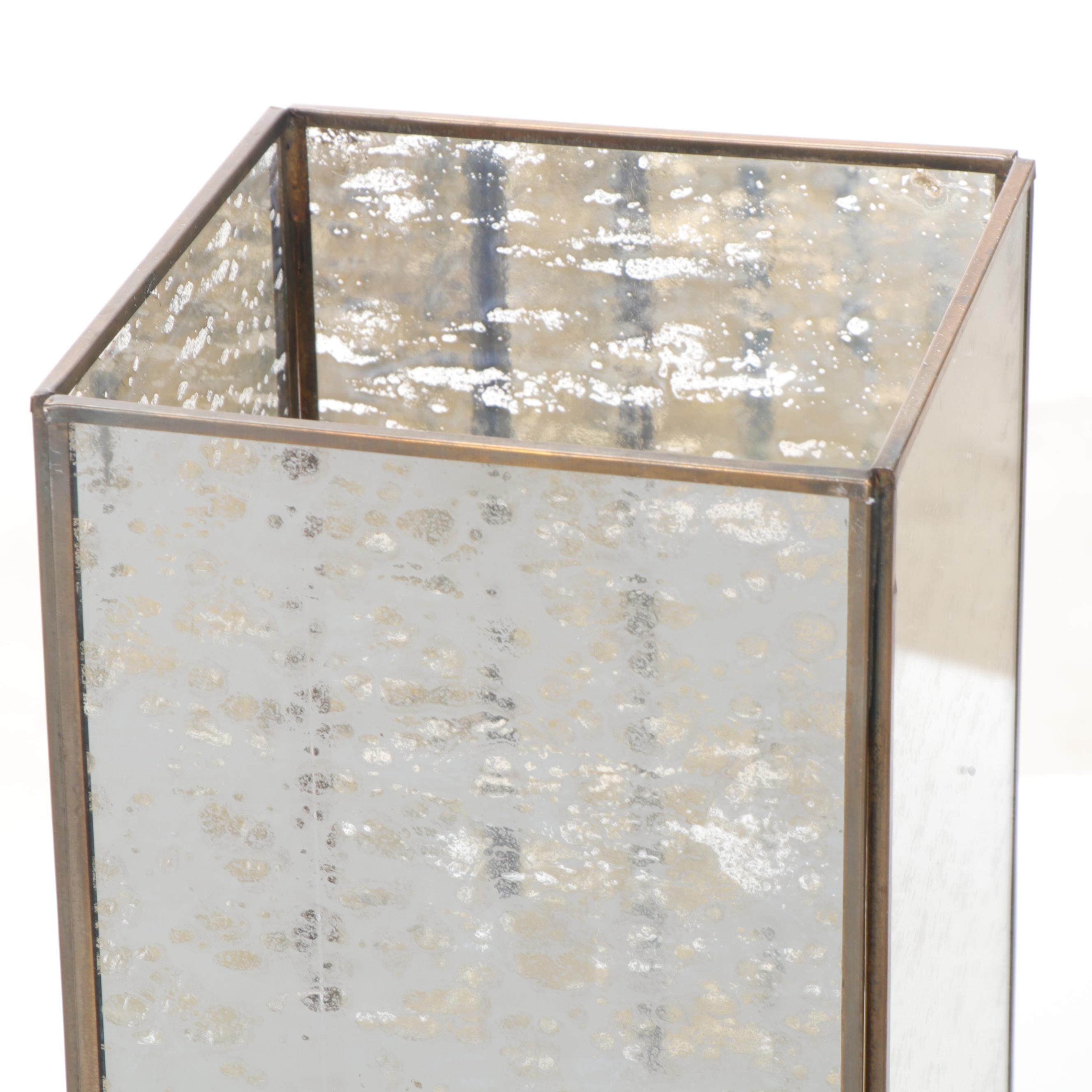 Contemporary Mercury Glass Hurricane Candle Holders