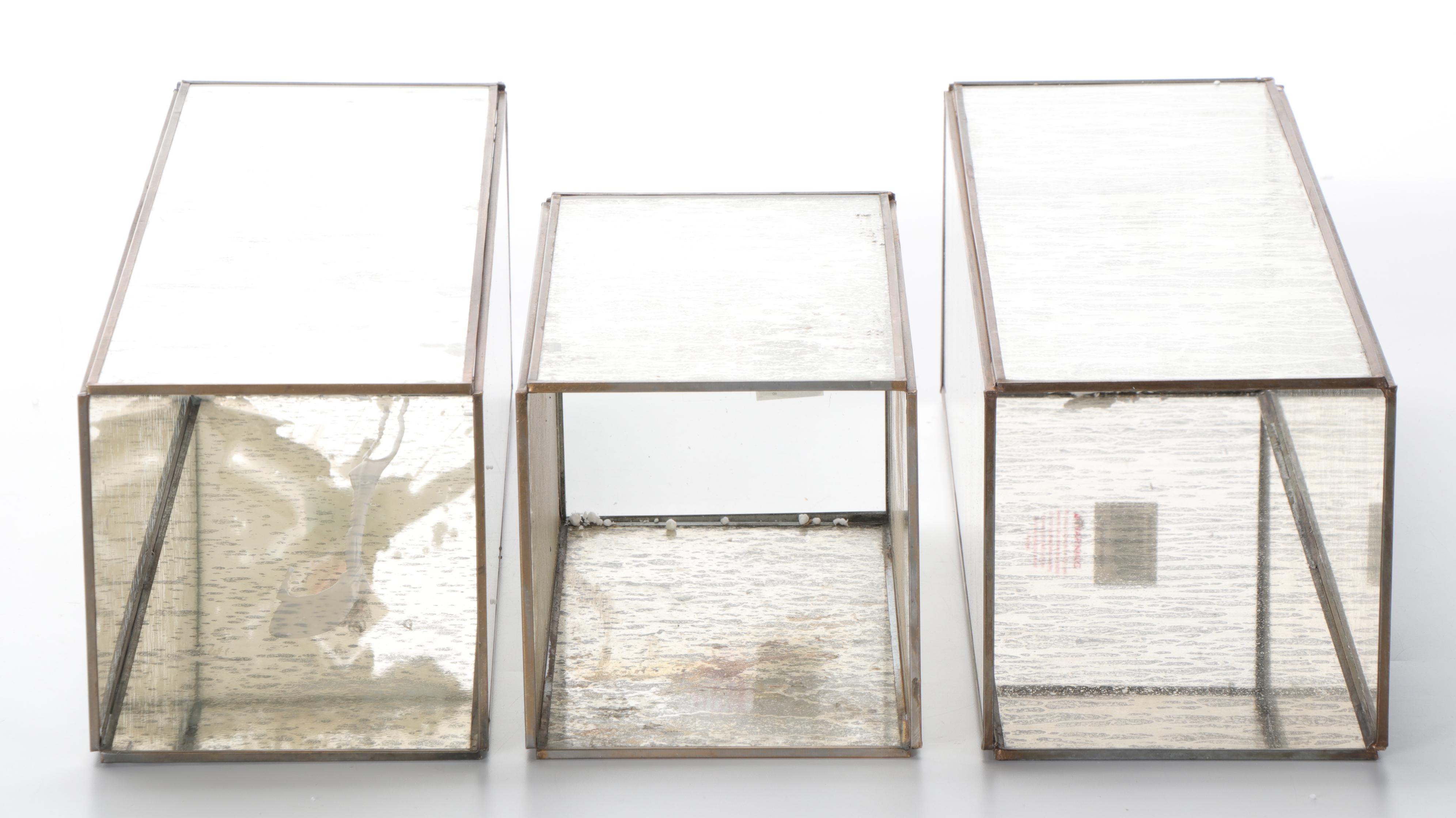 Contemporary Mercury Glass Hurricane Candle Holders