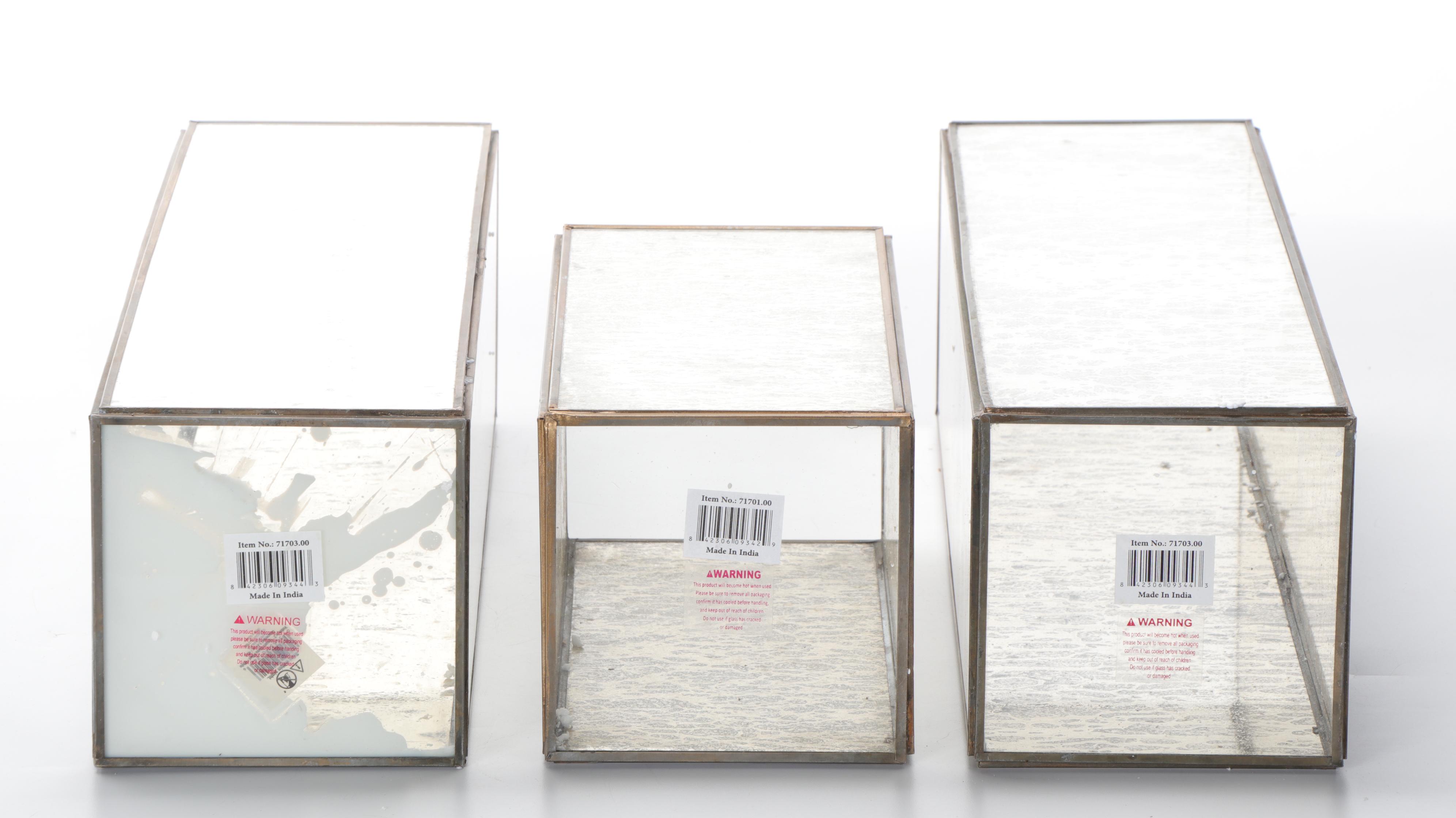 Contemporary Mercury Glass Hurricane Candle Holders