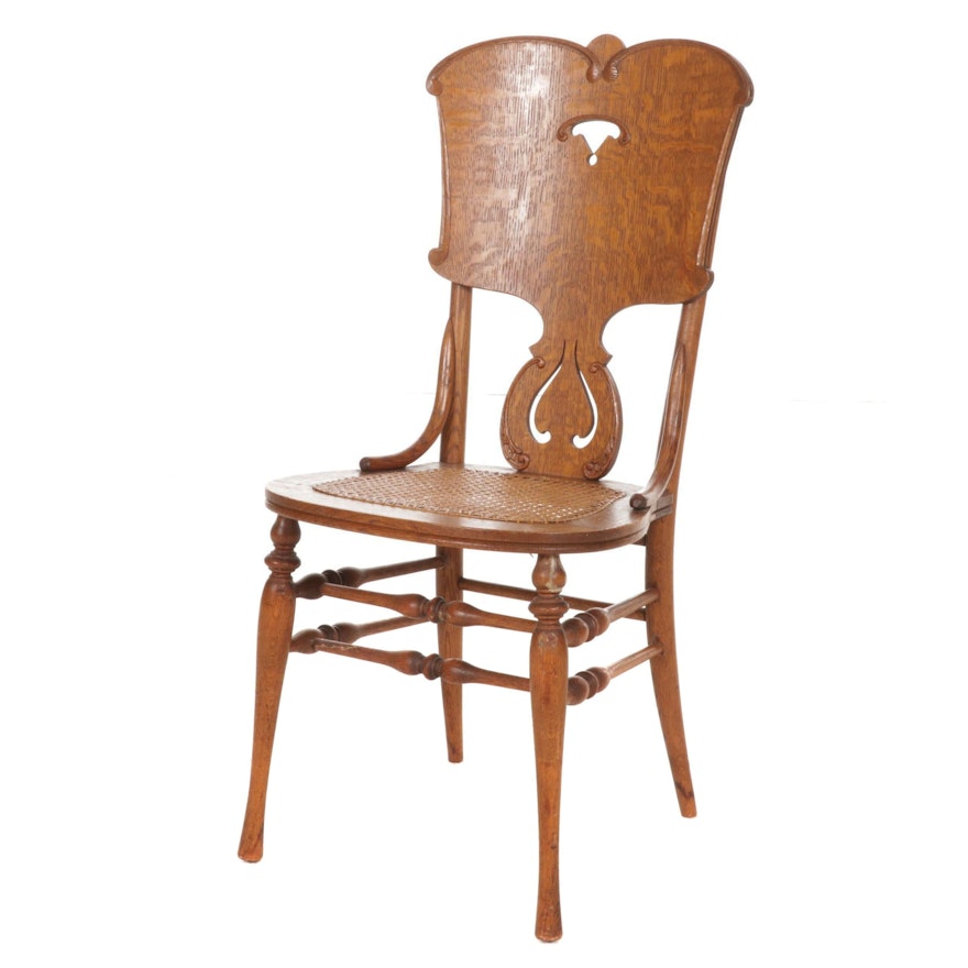 Victorian Quarter Sawn Oak Side Chair, Early 20th Century