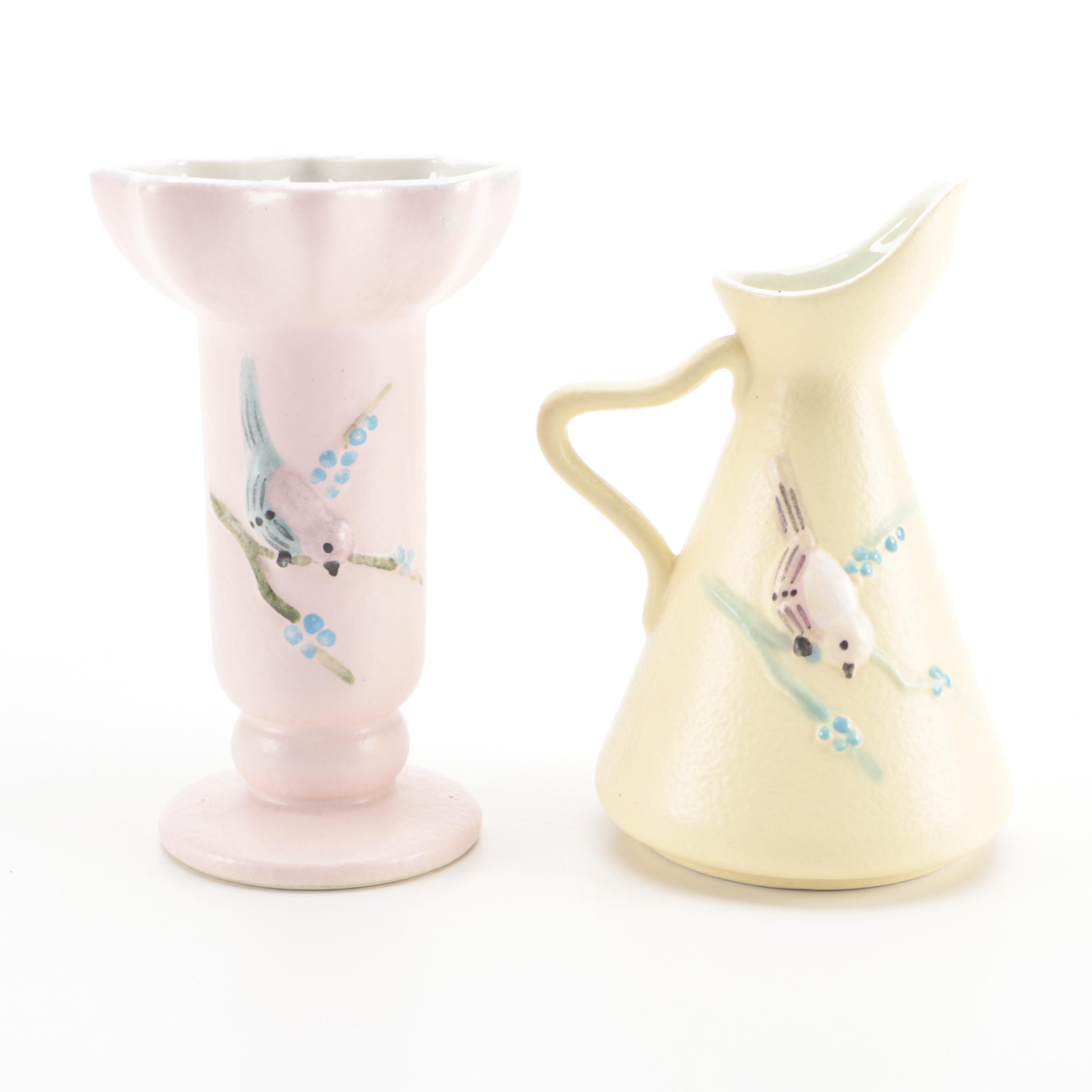 Hull Pottery "Serenade" Handled Baskets with Other Décor and Haeger Vase