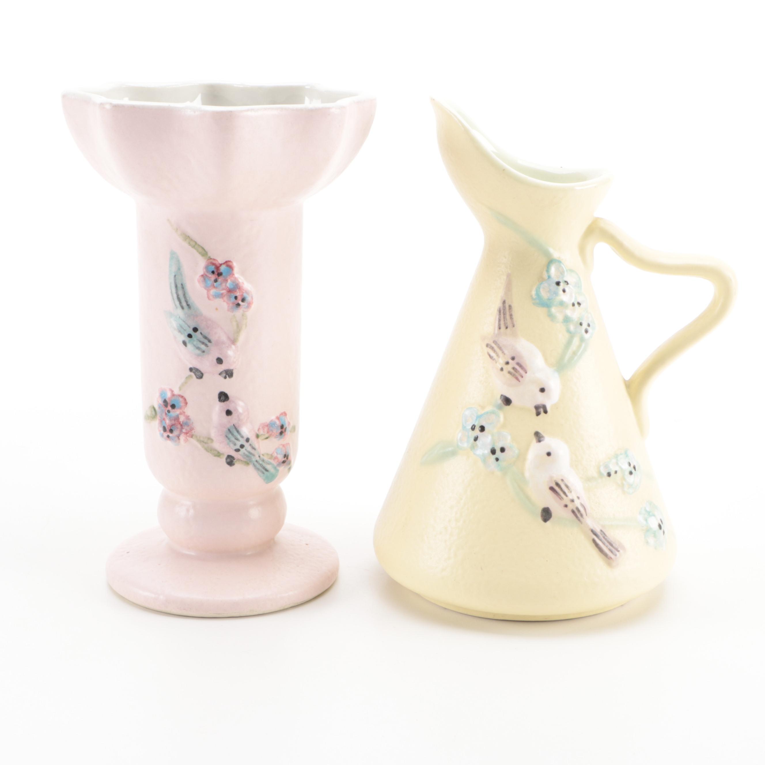 Hull Pottery "Serenade" Handled Baskets with Other Décor and Haeger Vase