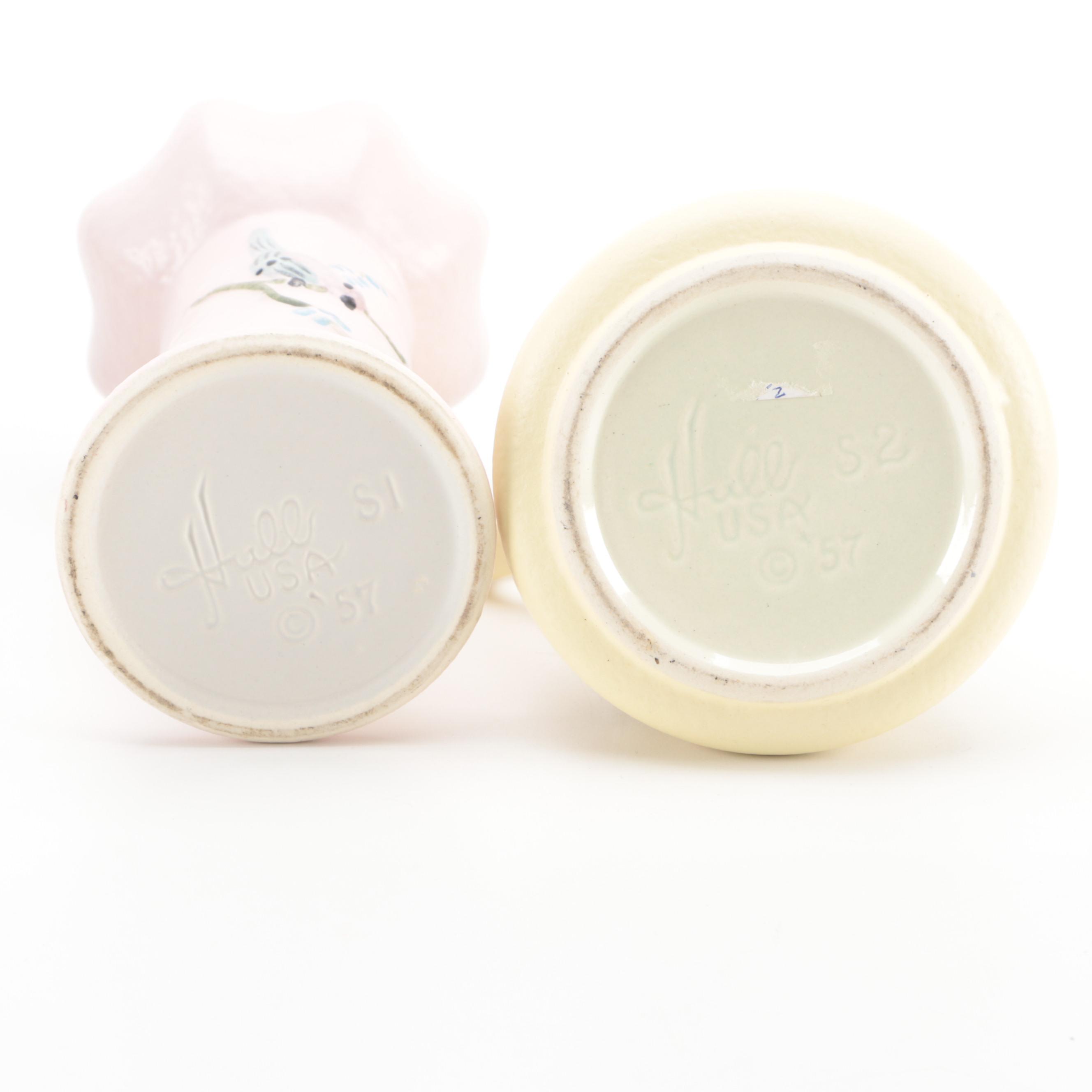 Hull Pottery "Serenade" Handled Baskets with Other Décor and Haeger Vase