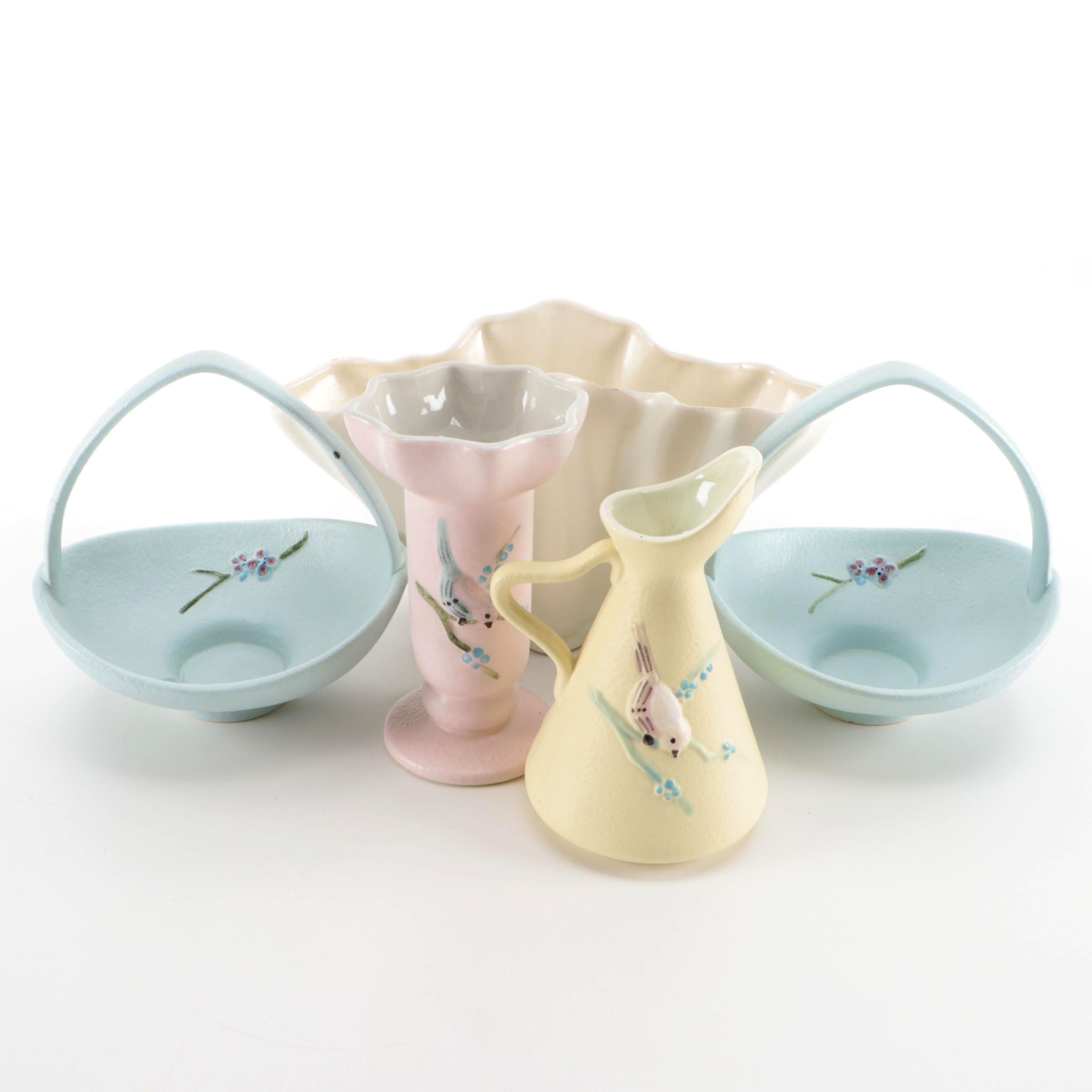 Hull Pottery "Serenade" Handled Baskets with Other Décor and Haeger Vase