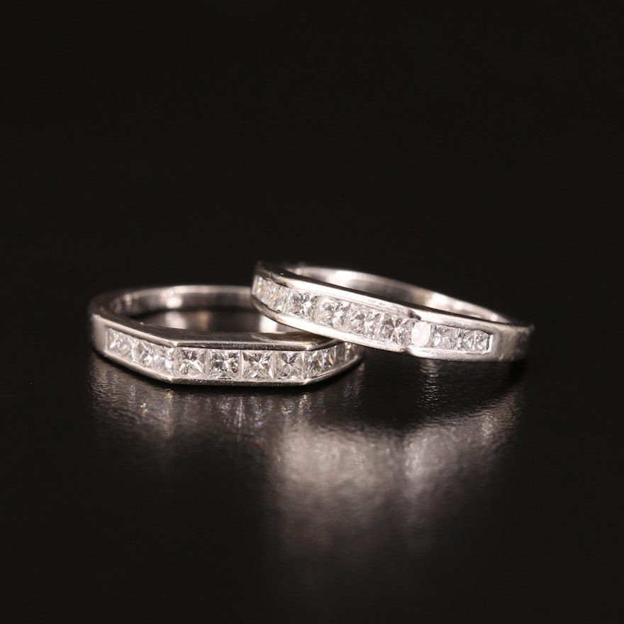 18K Stacking Rings with Diamonds Totaling 1.00 CTW