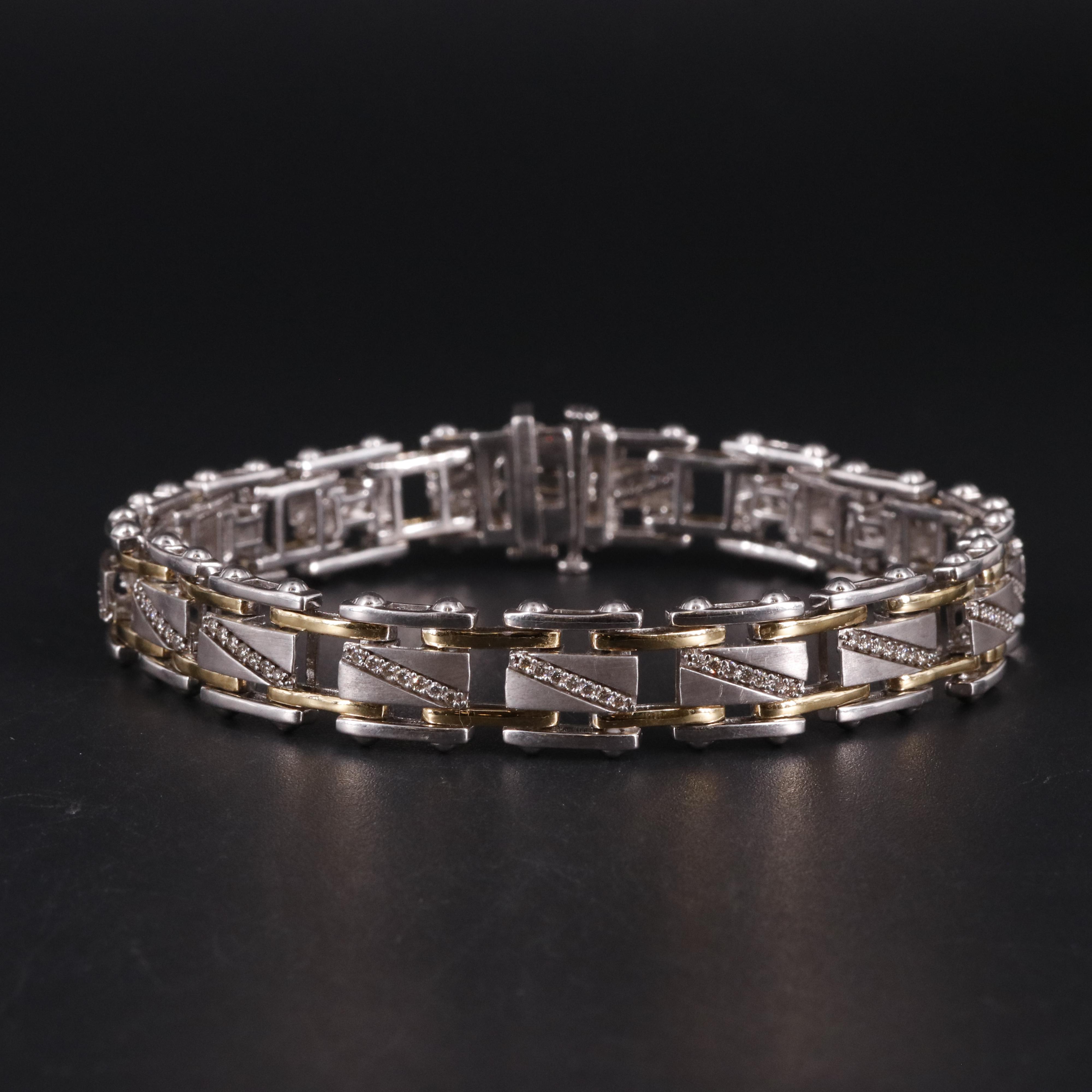Sterling 1.02 CTW Diamond Fancy Link Bracelet