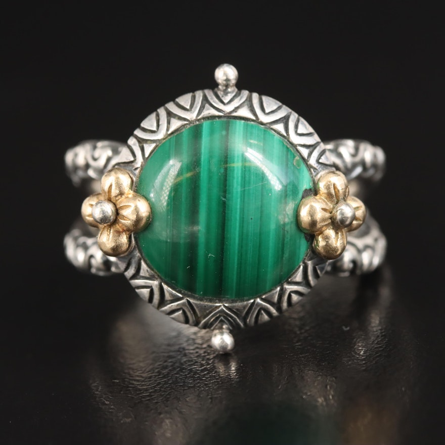 Barbara Bixby Sterling Malachite Ring with 18K Accents