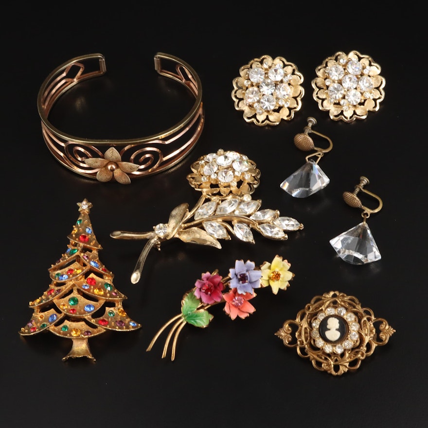Vintage Signed Jewelry Including Weiss, Krementz and Coro