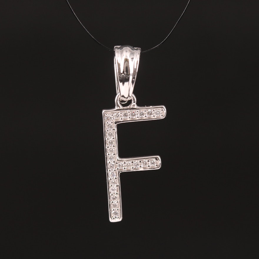 14K 0.21 CTW Diamond Initial "F" Enhancer Pendant