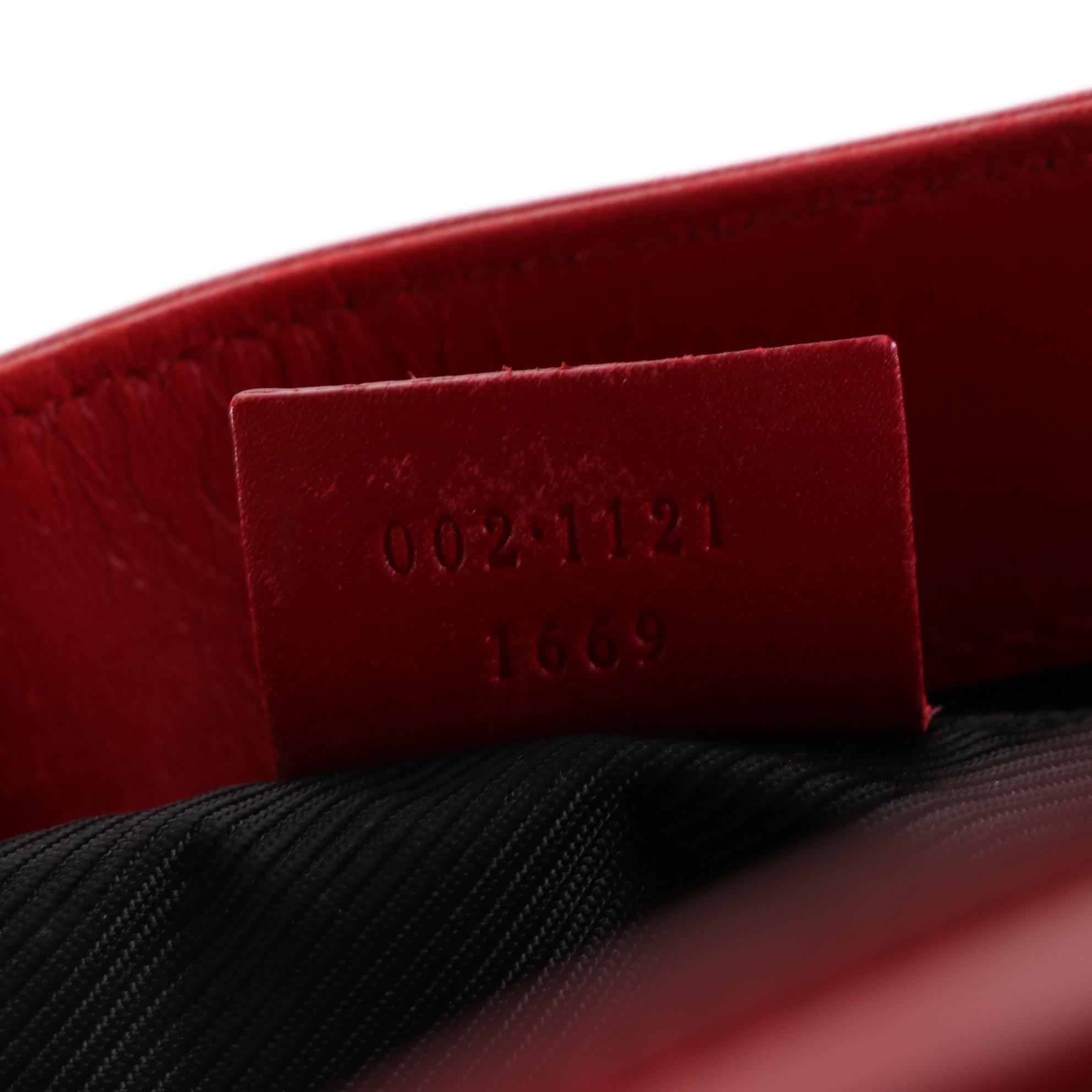 Gucci Vertical Tote Bag in GG Canvas and Red Leather Trim