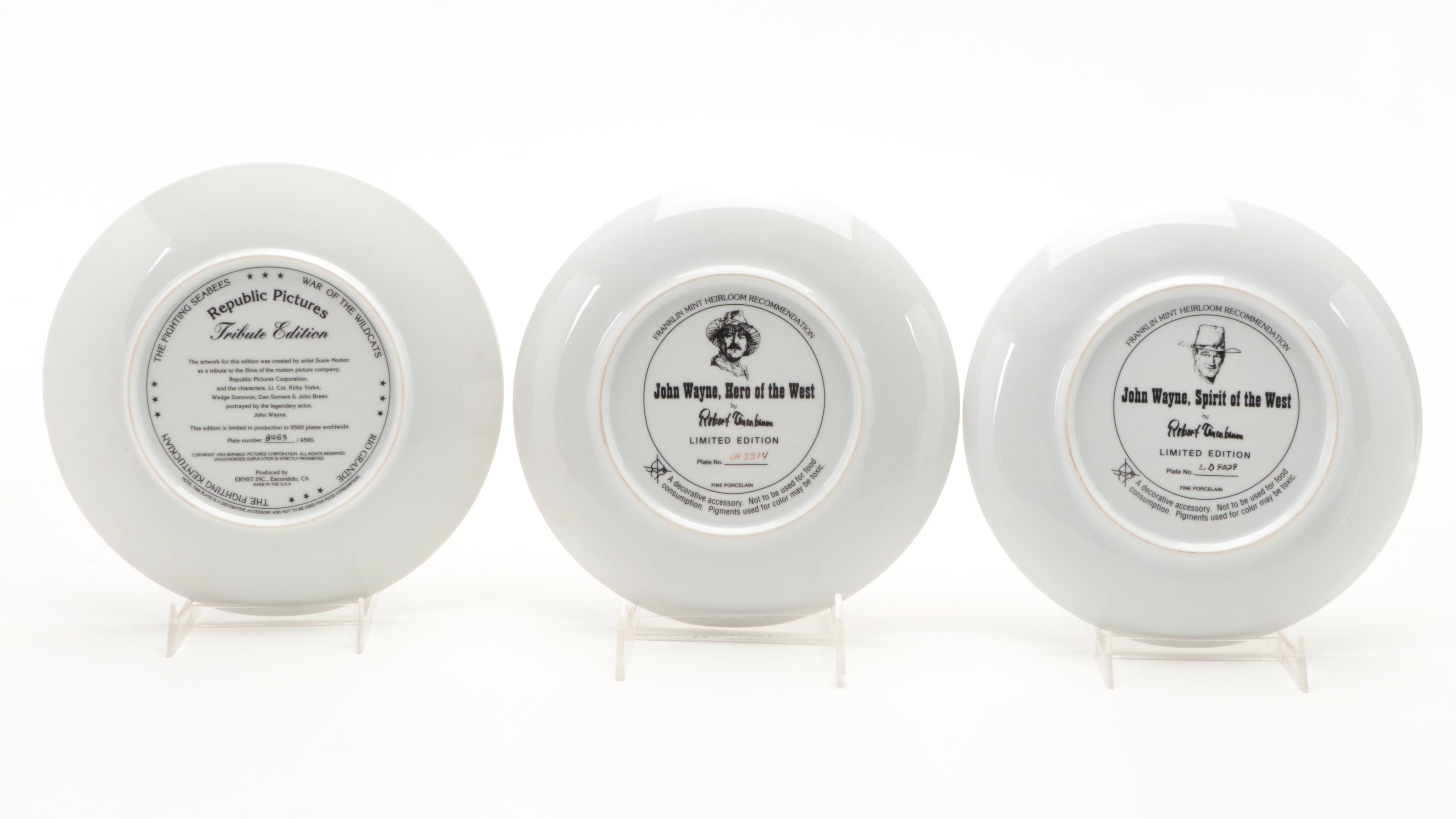 Franklin Mint John Wayne Porcelain Limited Edition Collector Plates