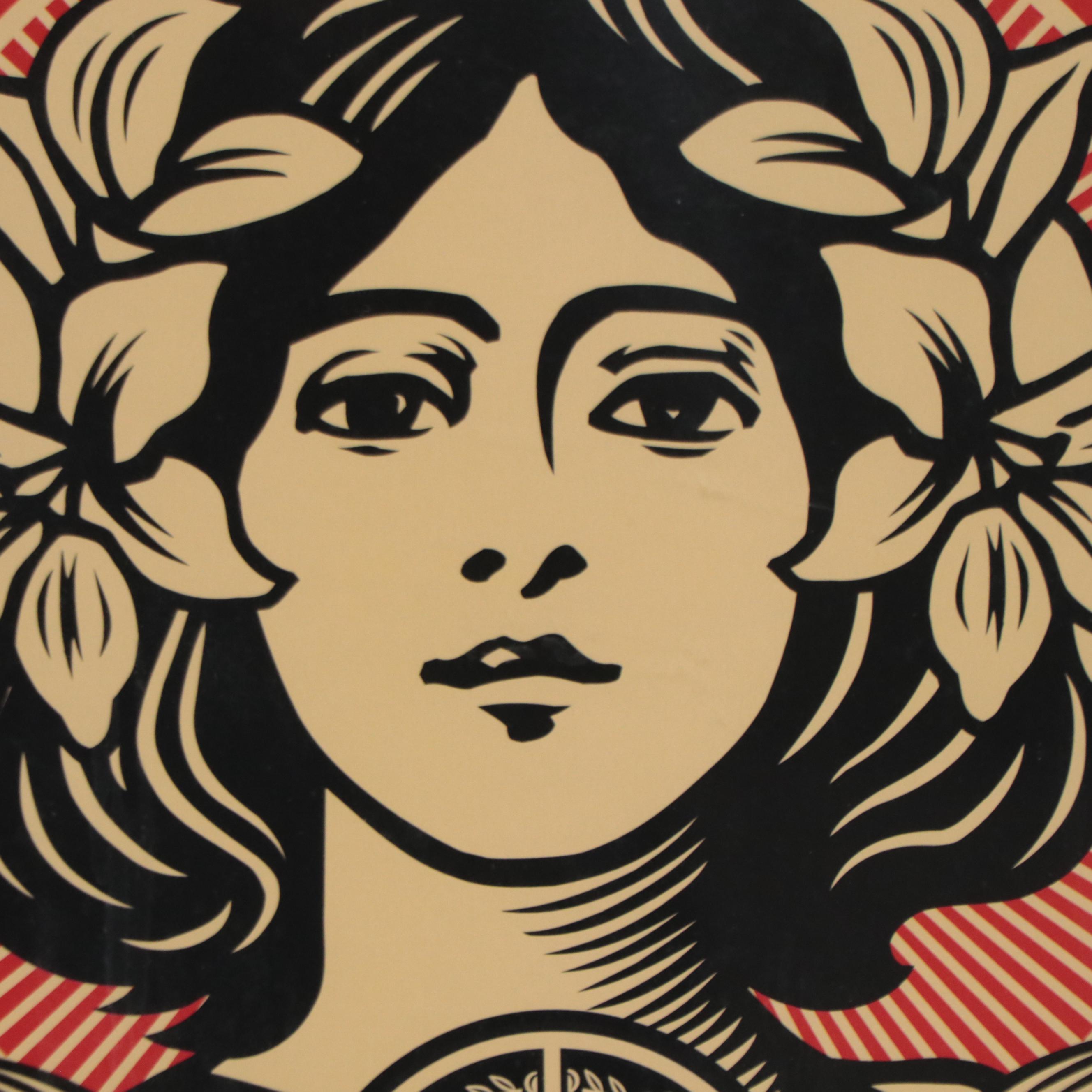 Offset Lithograph Inspired by Shepard Fairey "Make Art Not War"