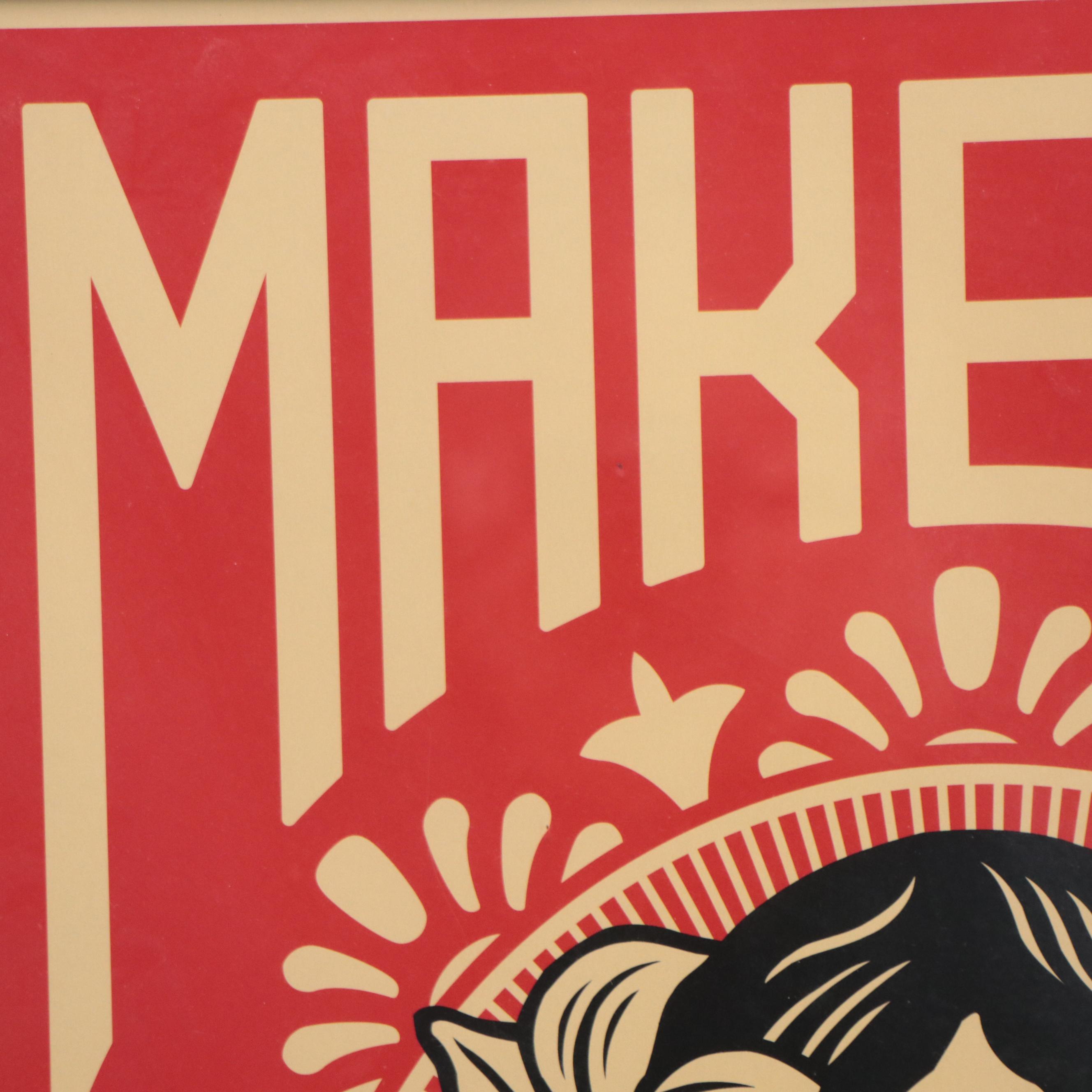 Offset Lithograph Inspired by Shepard Fairey "Make Art Not War"