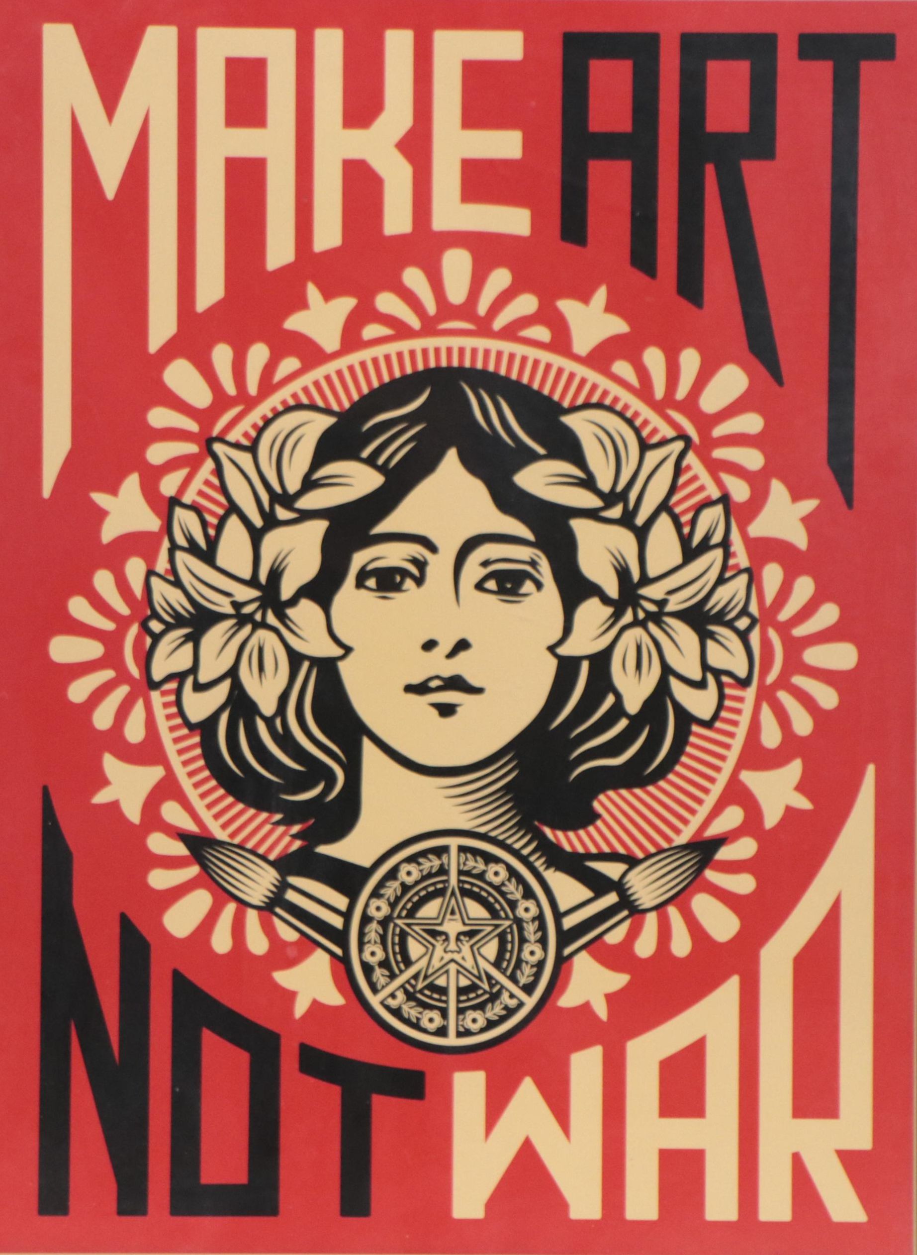 Offset Lithograph Inspired by Shepard Fairey "Make Art Not War"
