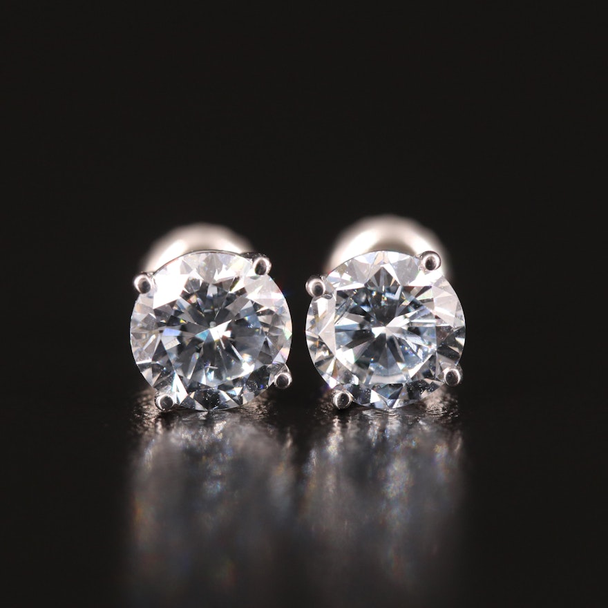 14K 1.96 CTW Lab Grown Diamond Solitaire Stud Earrings