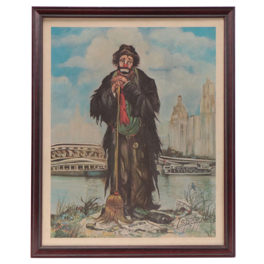 Offset Lithograph of a Cinicinnati Clown After Louis Spiegel