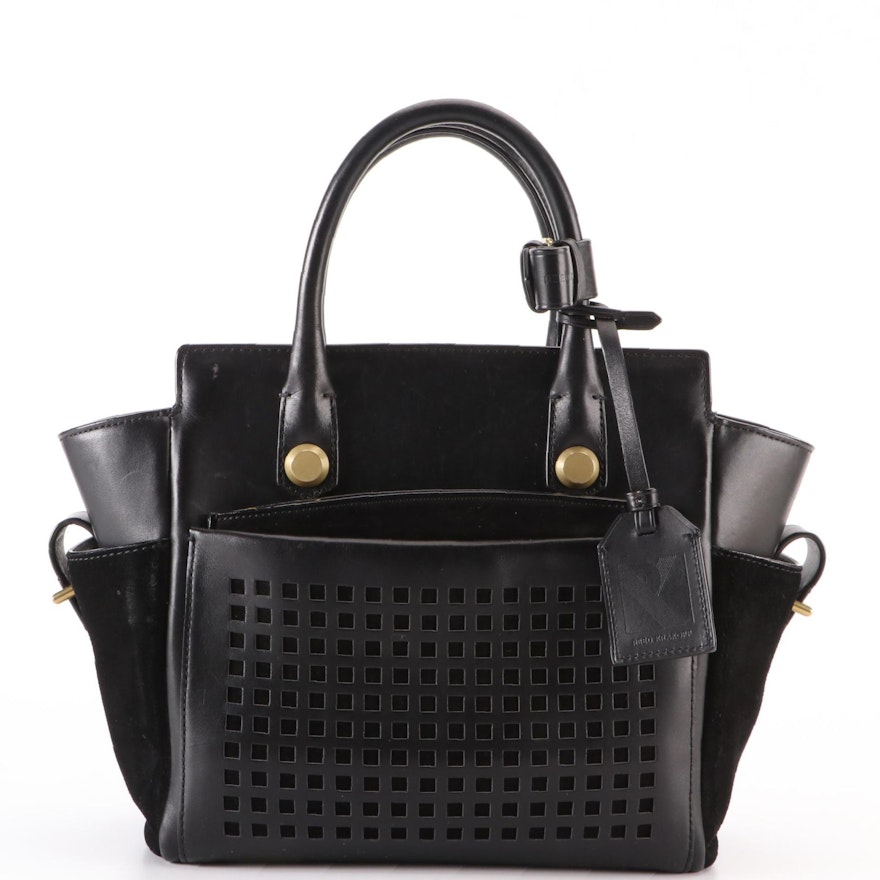 Reed Krakoff Atlantique Tote Bag in Black Smooth/Perforated Leather and Suede