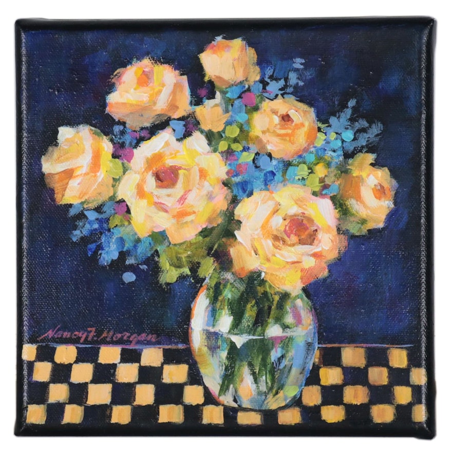 Nancy F. Morgan Acrylic Painting "Check Out These Roses," 21st Century