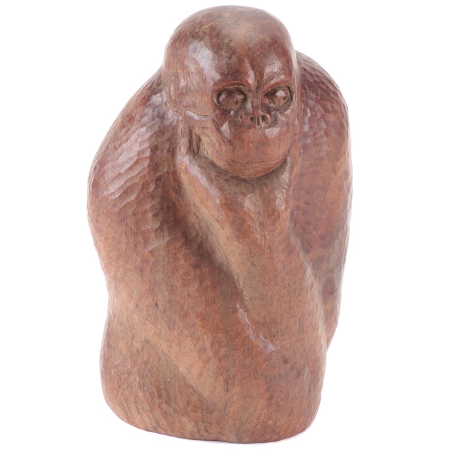 Carved Wood Monkey Figurine