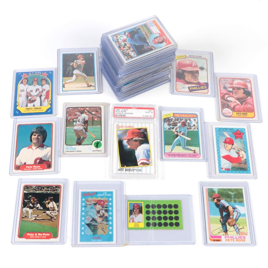 Topps, Kellogg's, Fleer, Other Pete Rose Baseball Cards with Graded and More