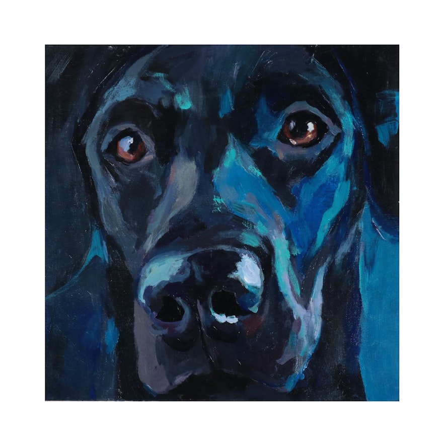 Adam Deda Oil Painting "Blue Labrador," 2022