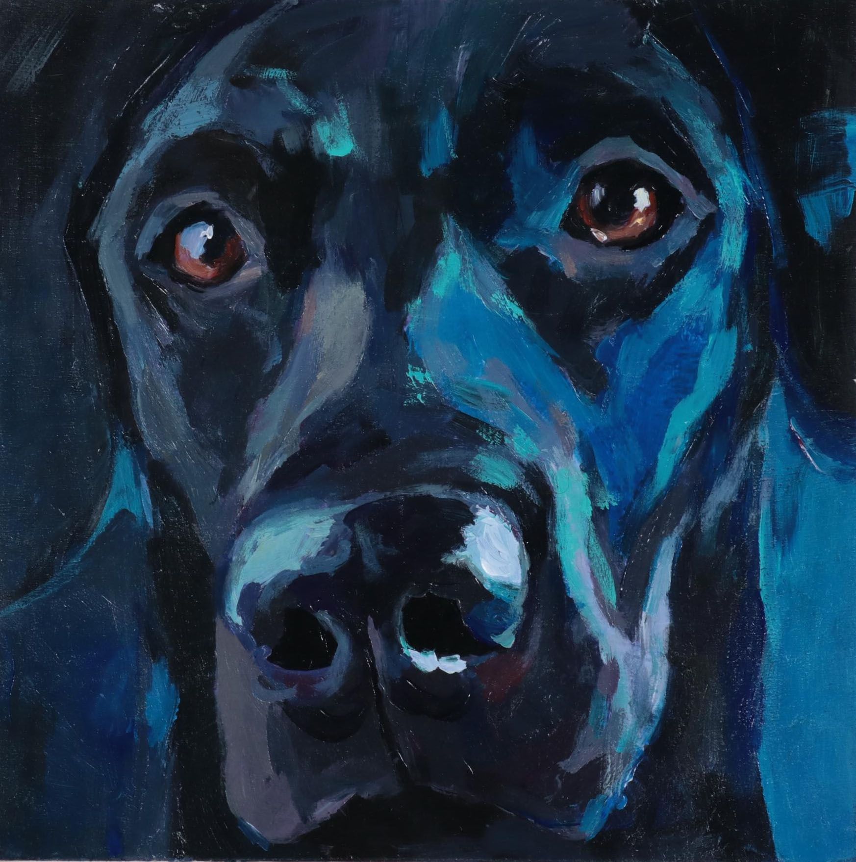 Adam Deda Oil Painting "Blue Labrador," 2022