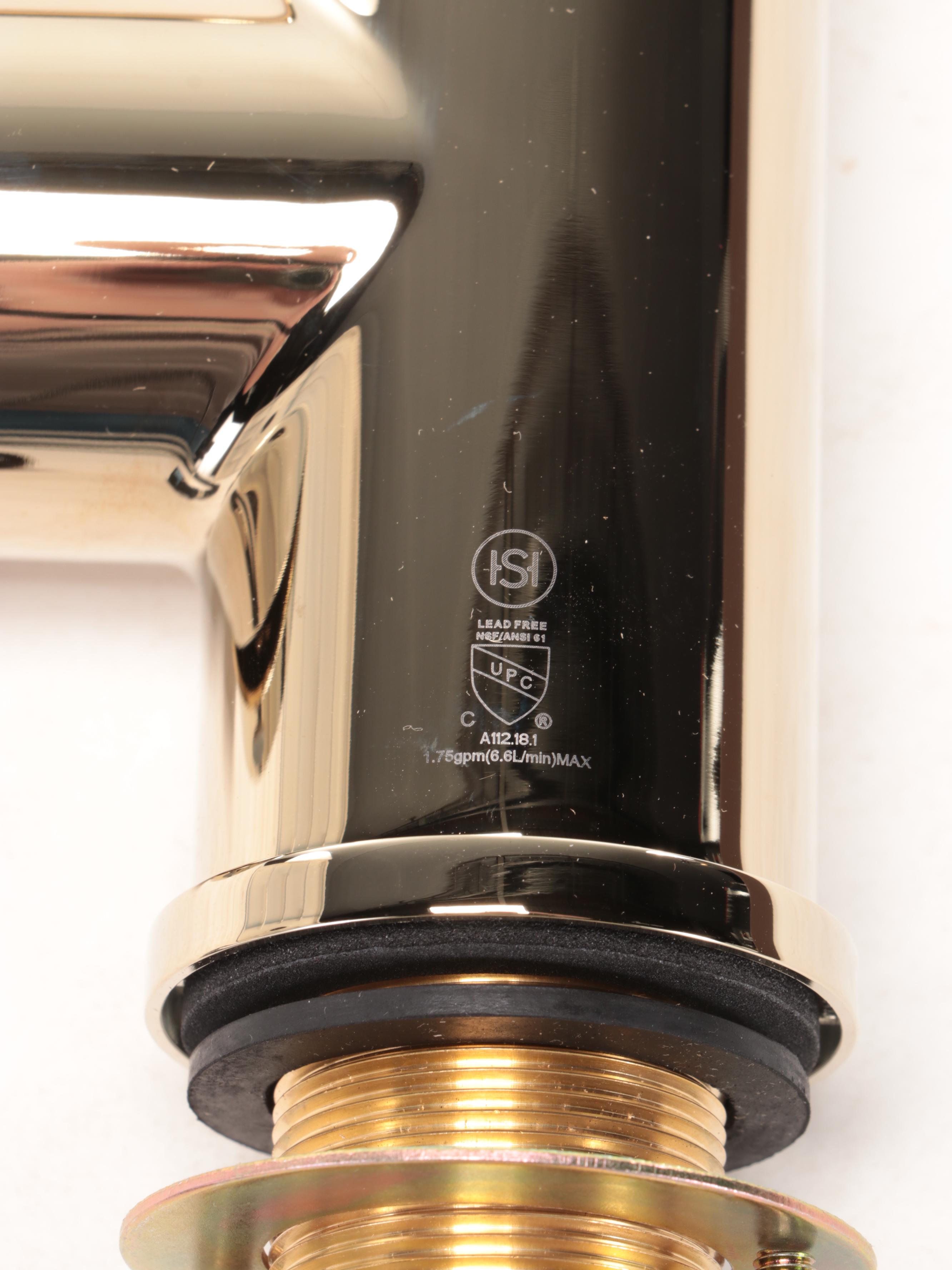 Dark Blue Fireclay Farmhouse Sink, Polished Brass Pull-Down Kitchen Faucet