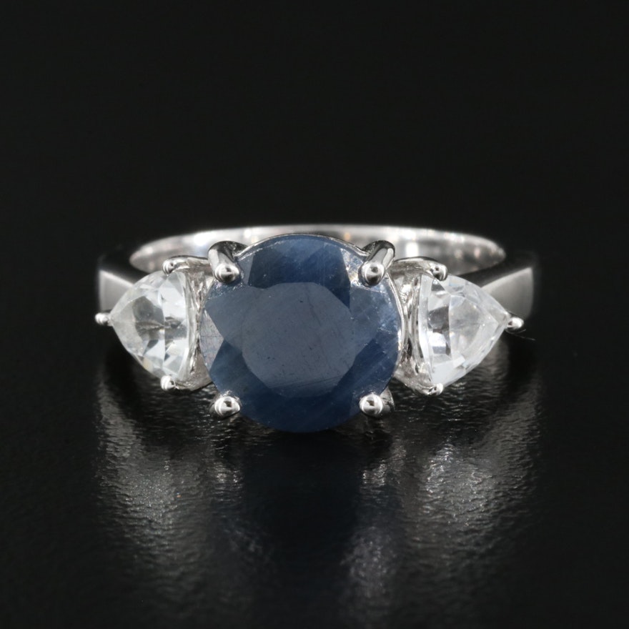 Sterling Corundum and Sapphire Ring
