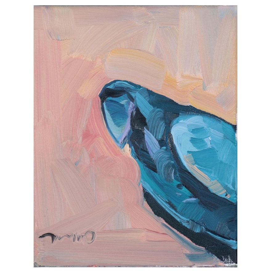 Jose Trujillo Oil Painting "Blue Bird," 2022