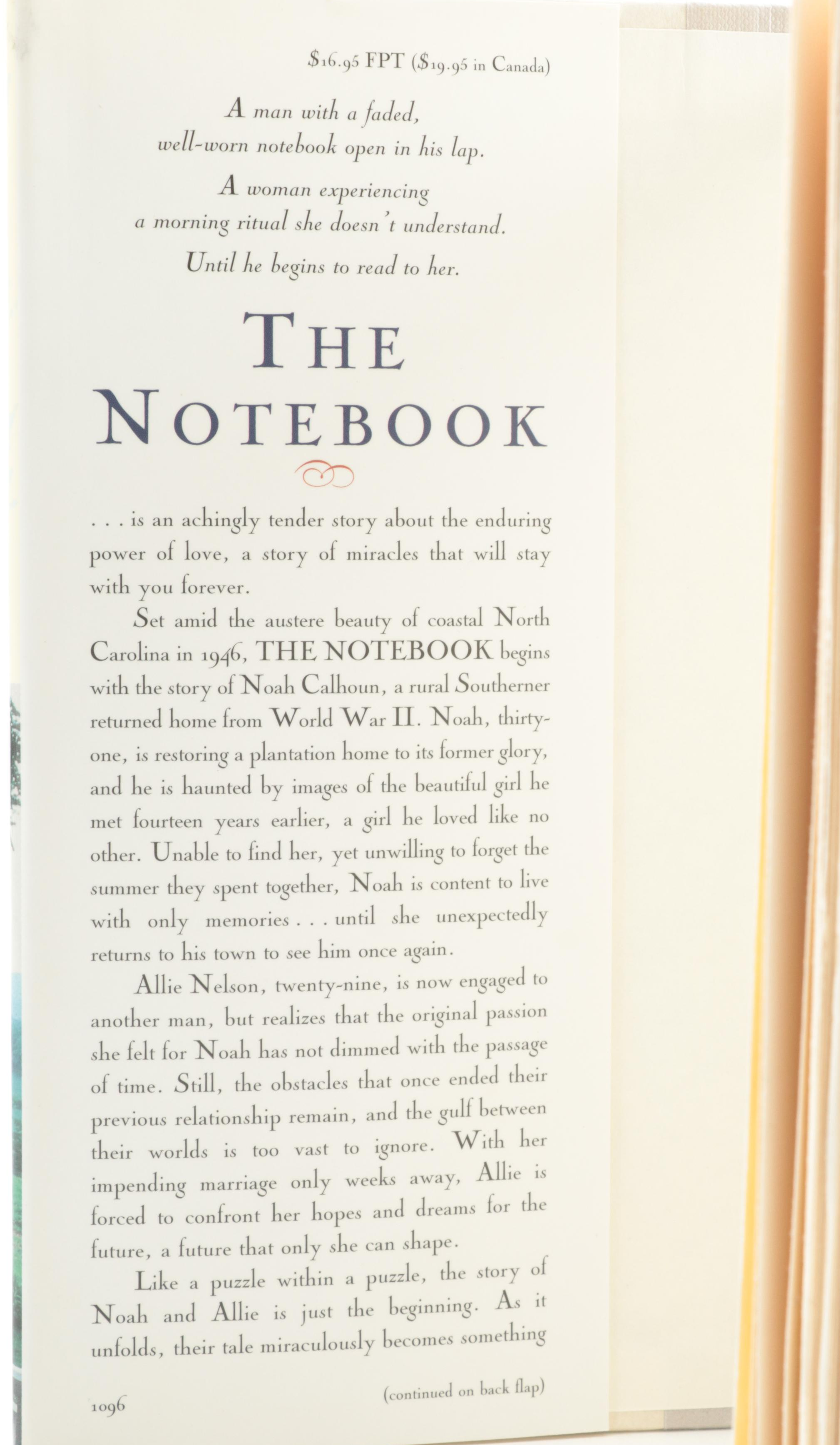 Signed First Edition "The Notebook" by Nicholas Sparks, 1996