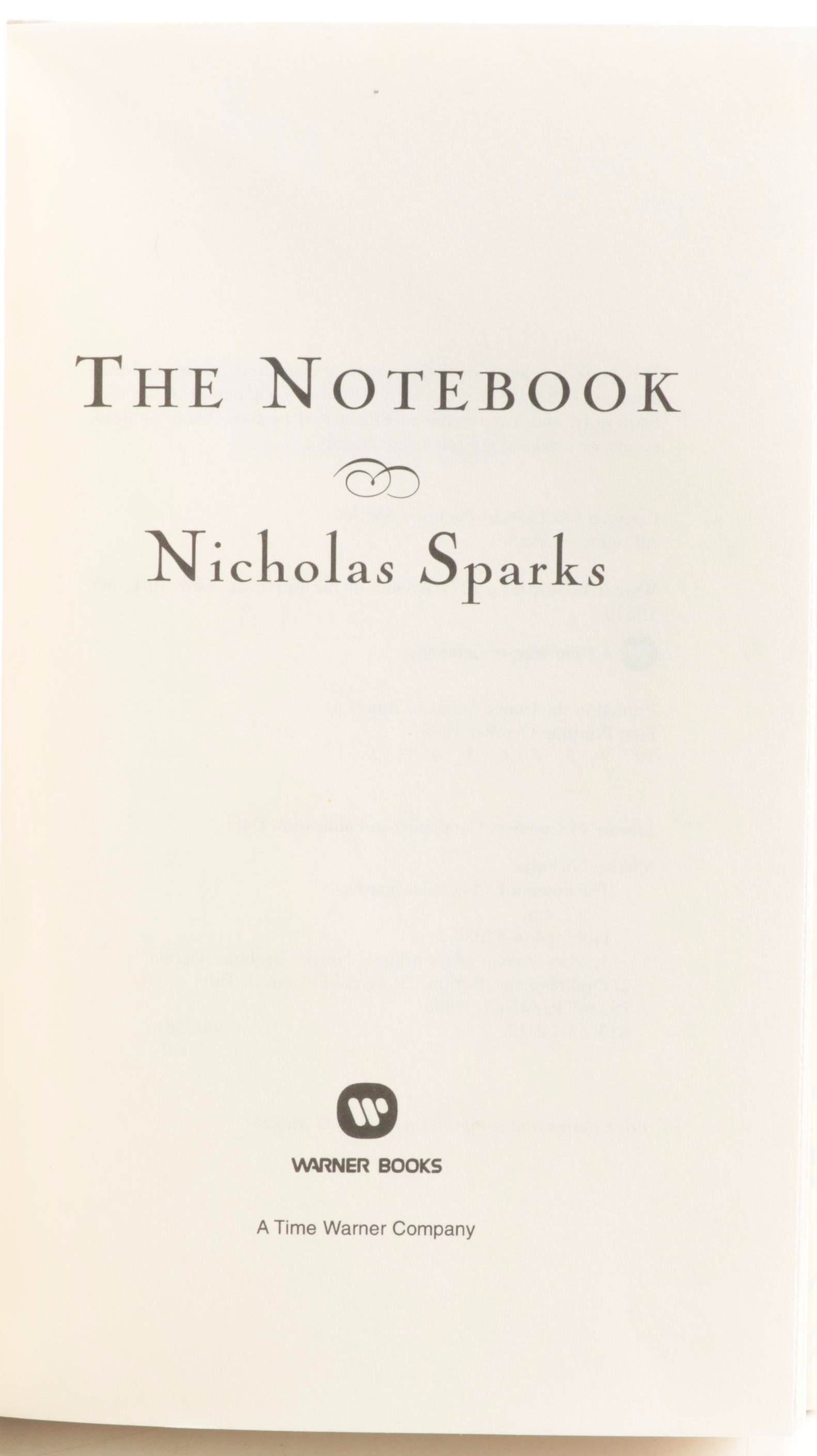 Signed First Edition "The Notebook" by Nicholas Sparks, 1996