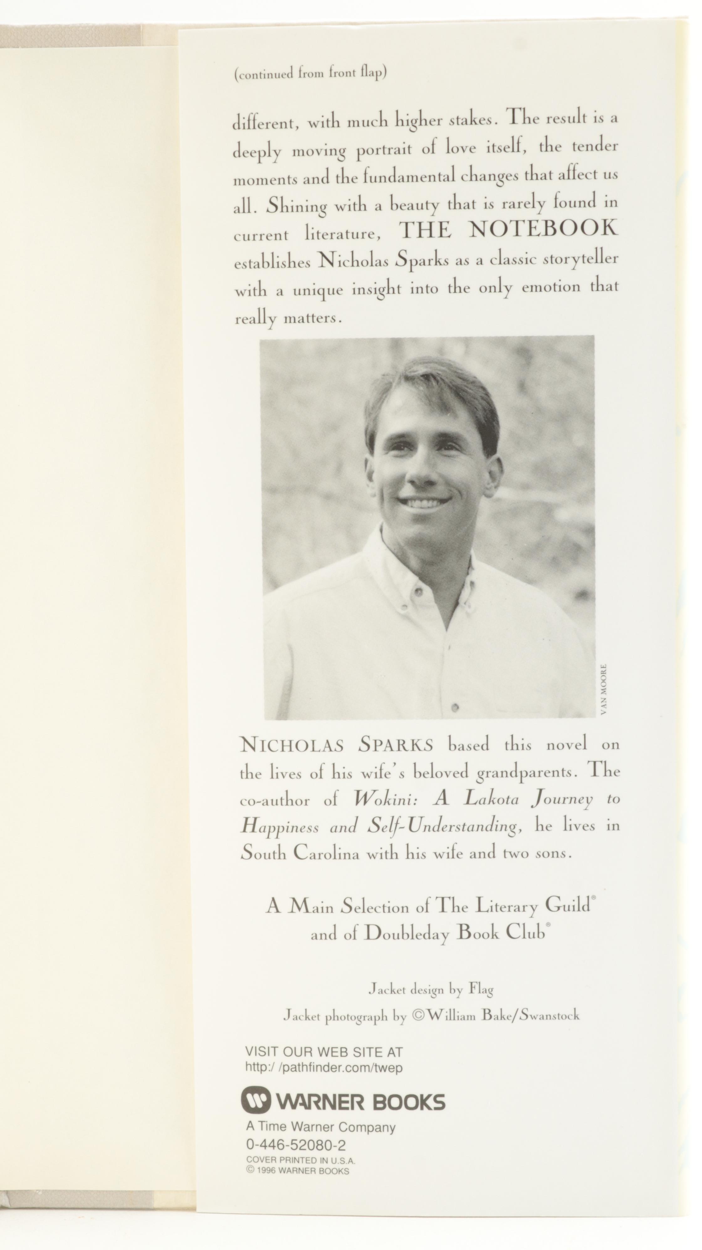 Signed First Edition "The Notebook" by Nicholas Sparks, 1996