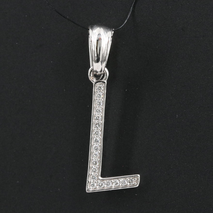 14K 0.16 CTW Diamond "L" Enhancer Pendant