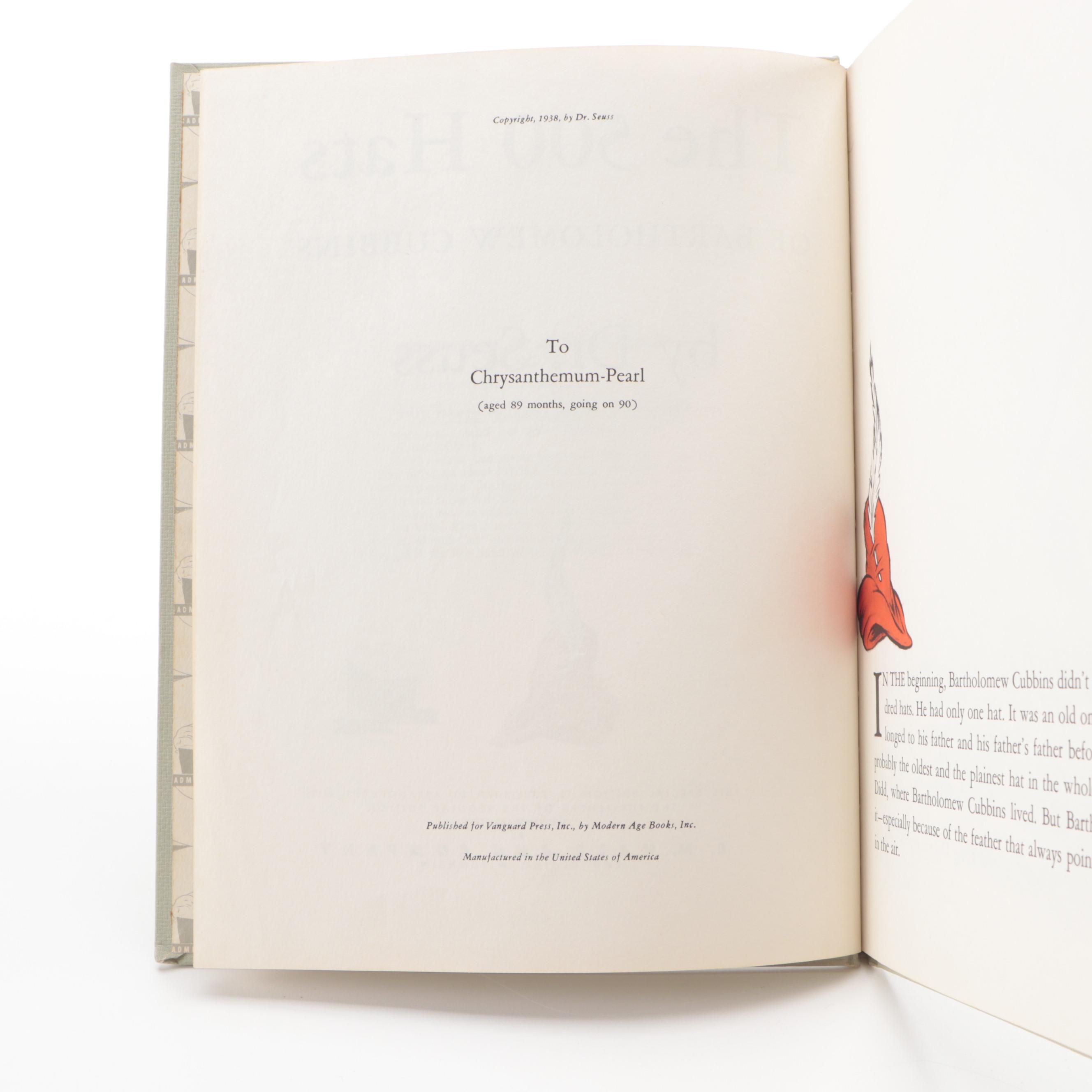 Special Edition "The 500 Hats of Bartholomew Cubbins" by Dr. Suess, 1938