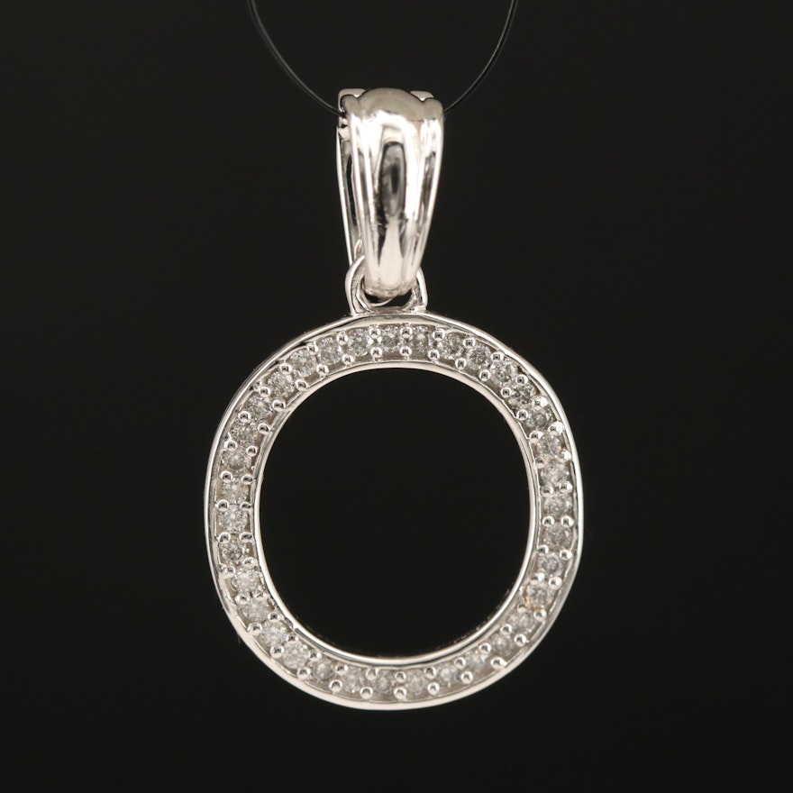 14K 0.25 CTW Diamond Letter "O" Enhancer Pendant