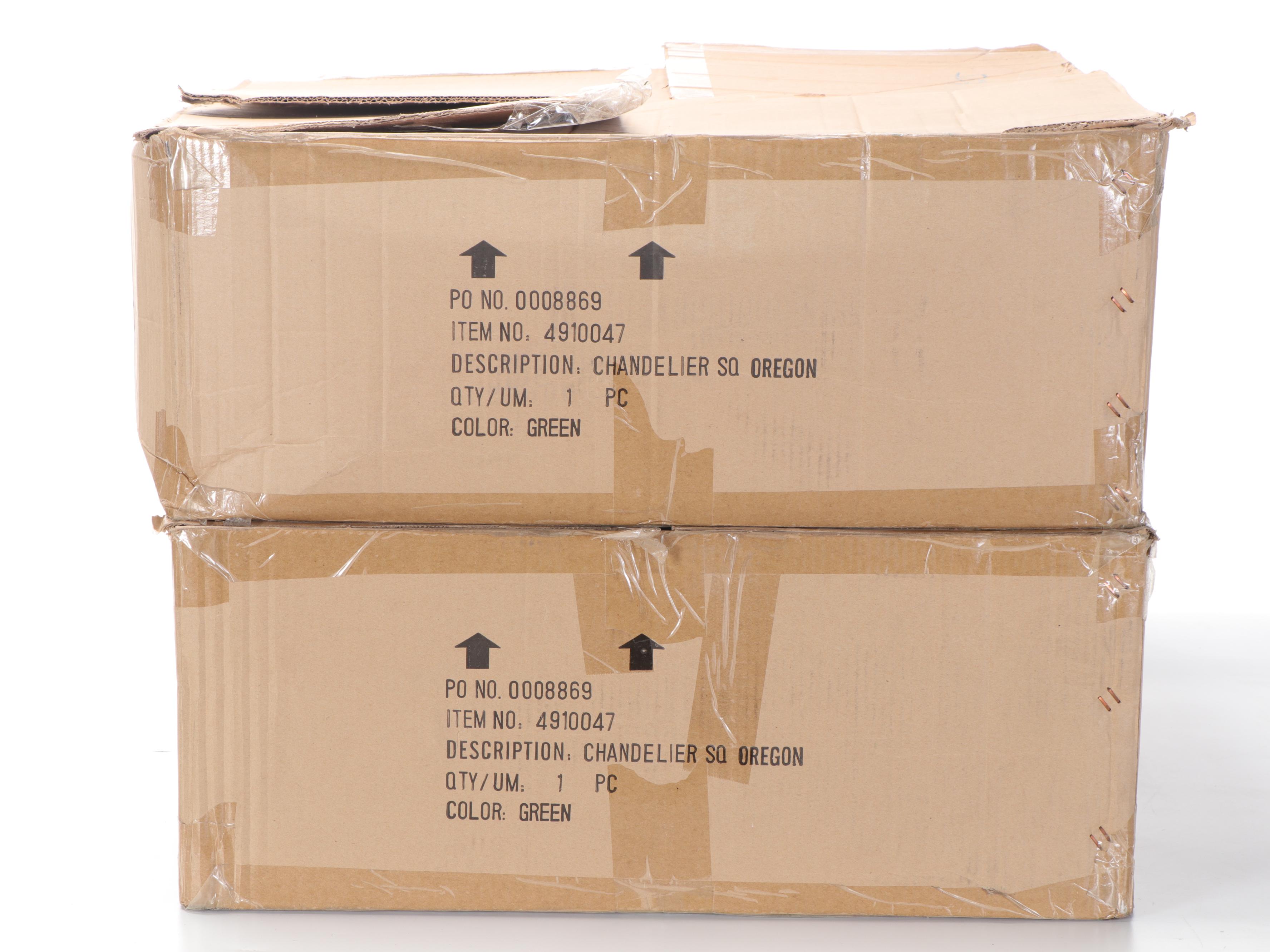 Two Faux Pine and Pinecone Garland Tiered Chandeliers