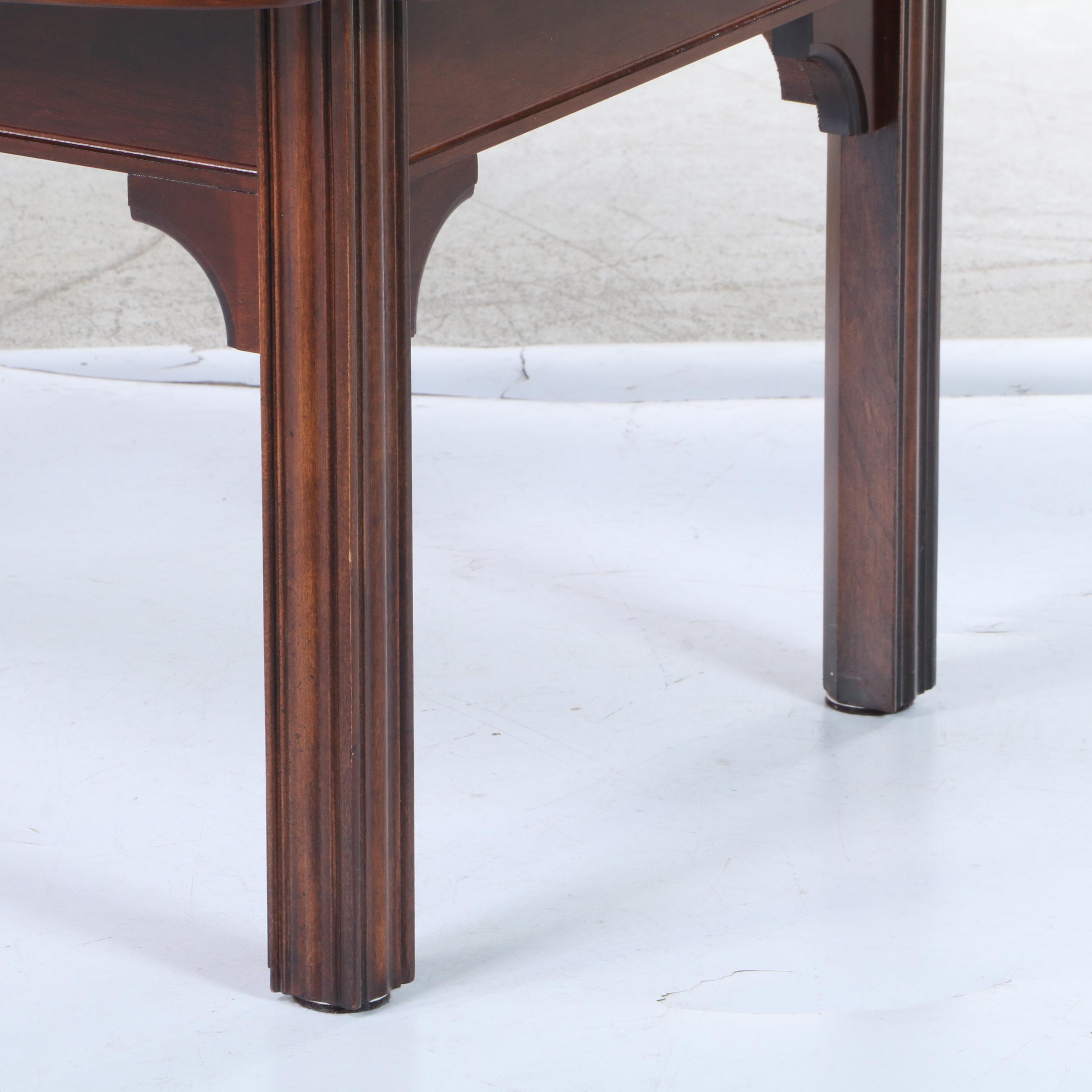 Chippendale Style Cherrywood and Glass Top Butler's Tray Coffee Table