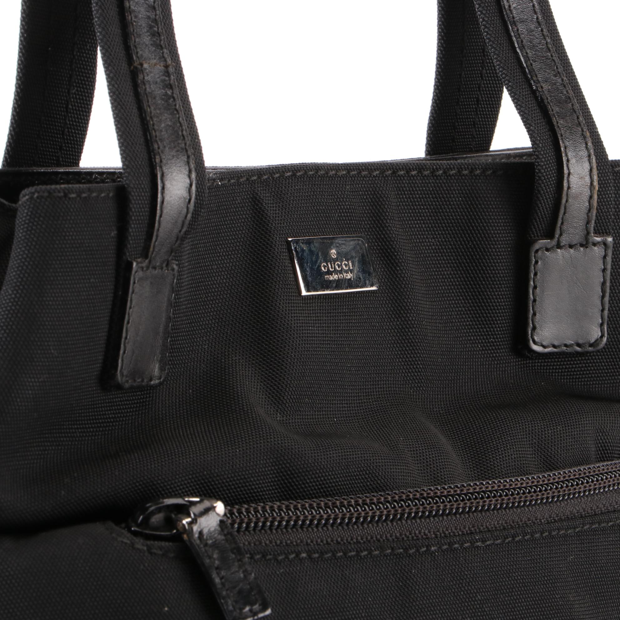 Gucci Mini Tote Bag in Nylon with Leather Trim